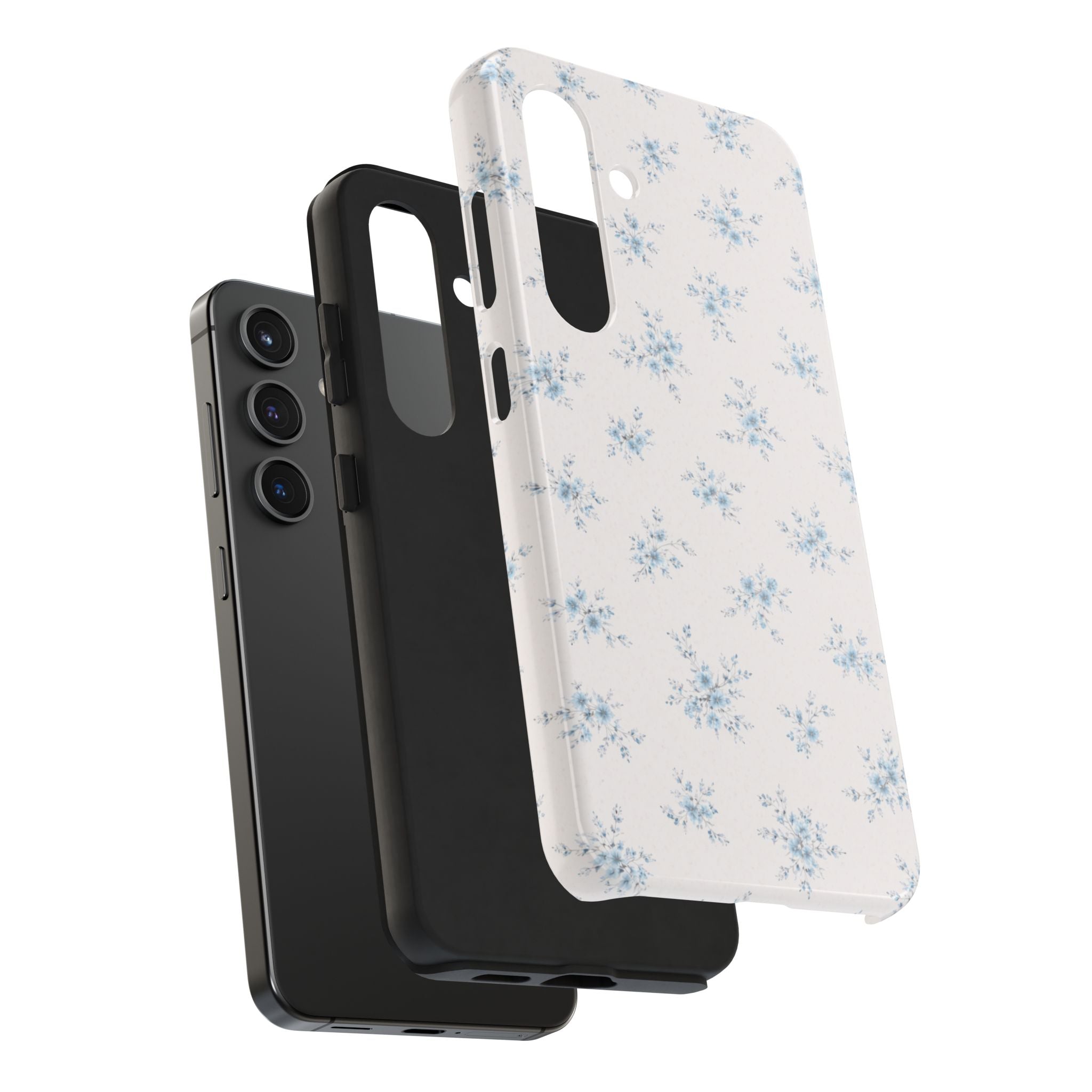 Blue Baby Breath Floral Samsung Galaxy Tough Phone Case, Delicate Botanical Print