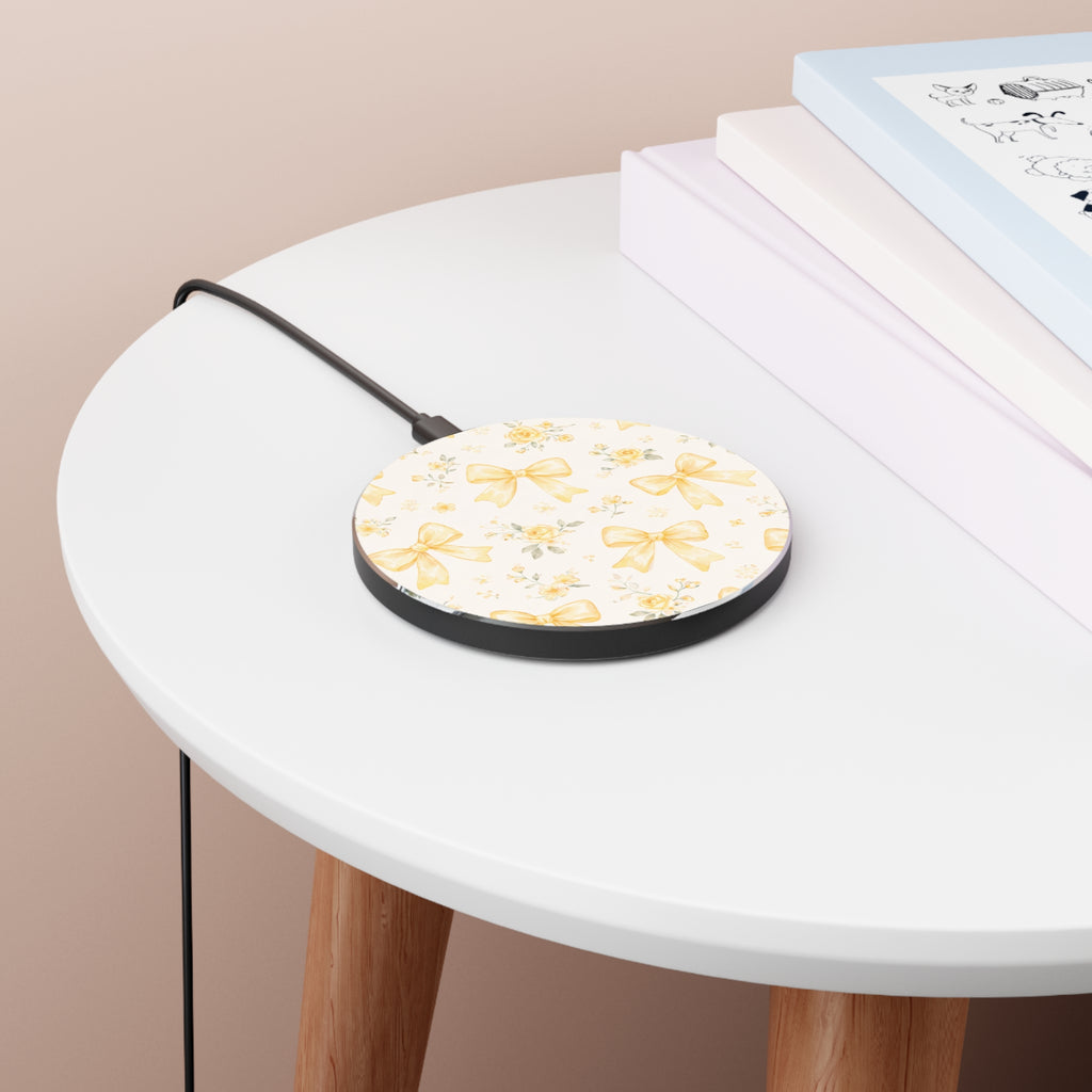 Yellow Bow Floral Wireless Charger