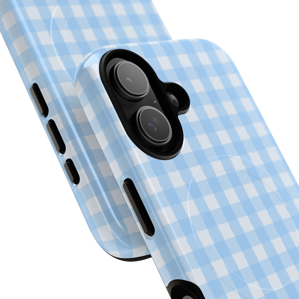 Blue Gingham iPhone Case – MagSafe Compatible