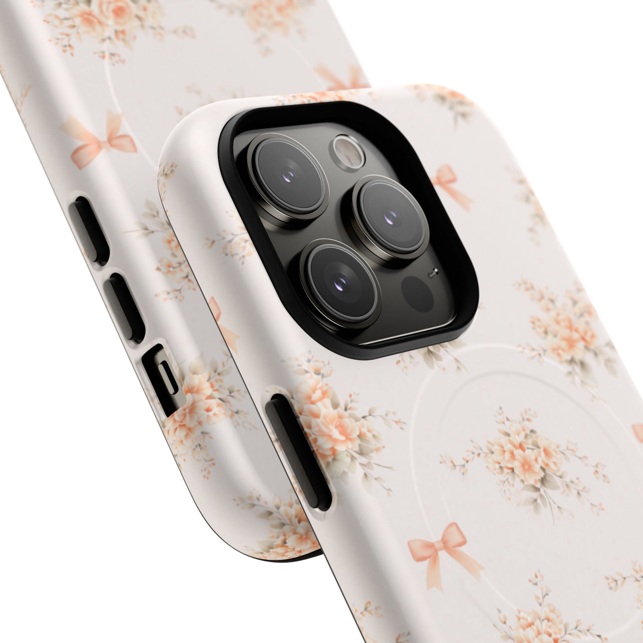 Peach Rose Bow iPhone Case – MagSafe Compatible