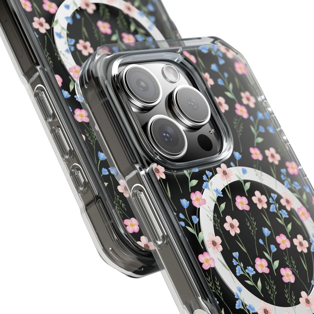 MagSafe Clear Phone Case — Pink Floral Pattern
