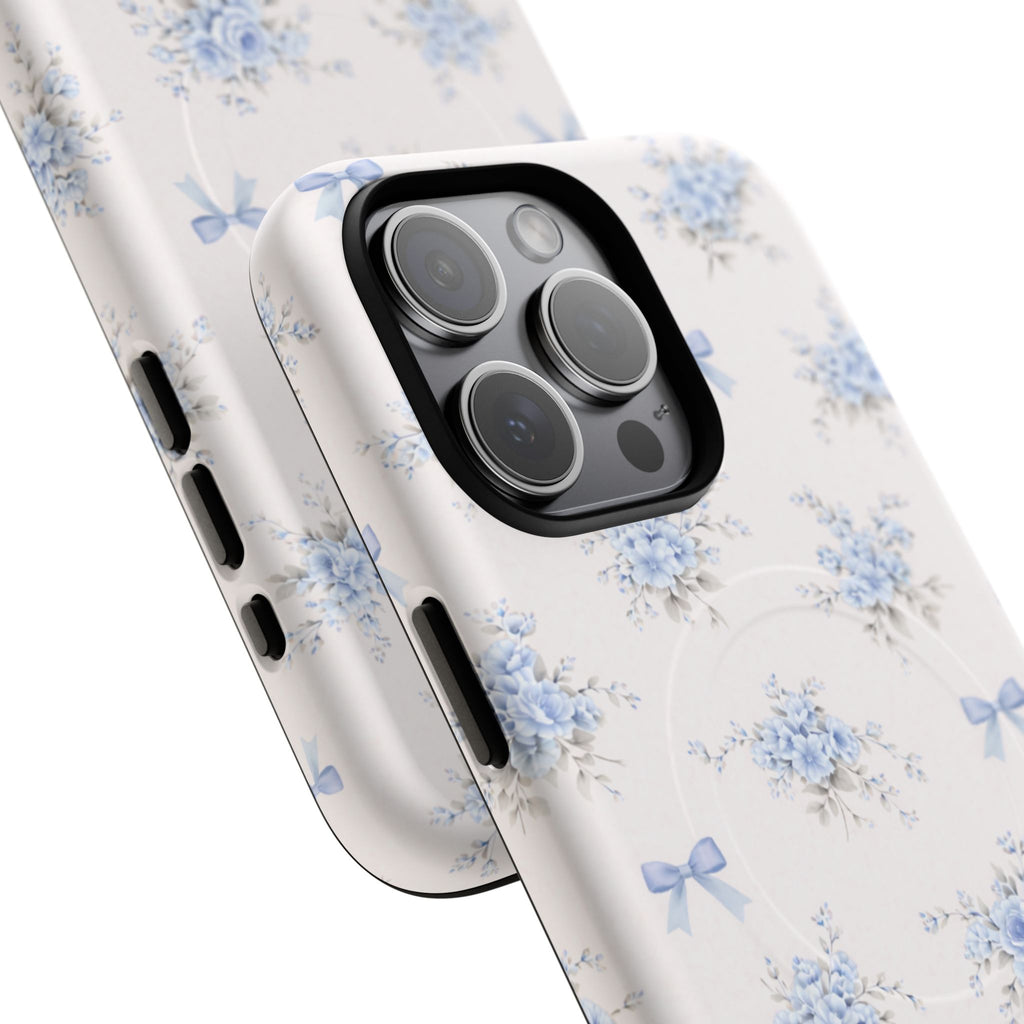 Blue Floral Bow iPhone Case – MagSafe Compatible