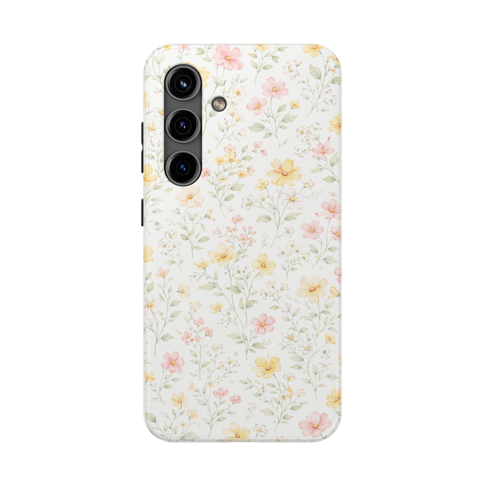 Pastel Floral Pattern Tough Phone Case, Vintage Dainty Flowers