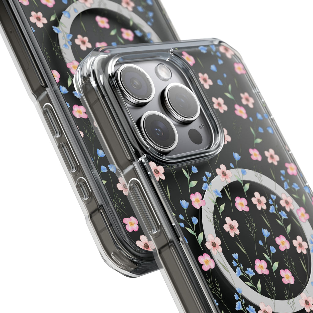 MagSafe Clear Phone Case — Pink Floral Pattern