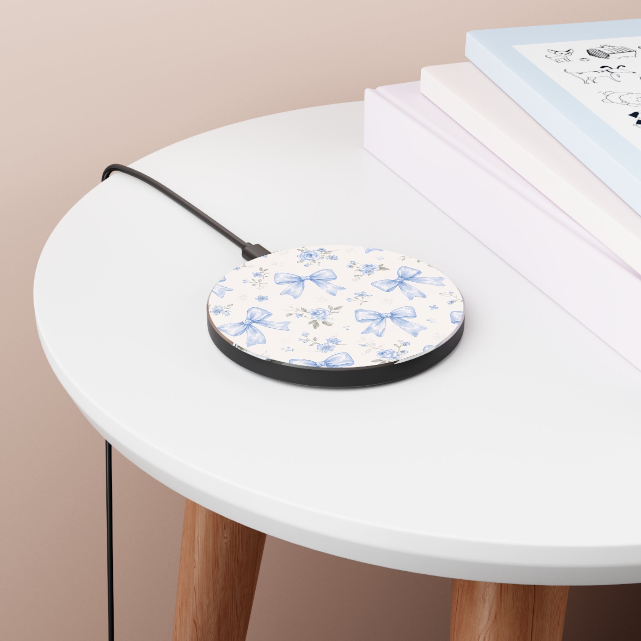 Blue Watercolor Bows Wireless Charger