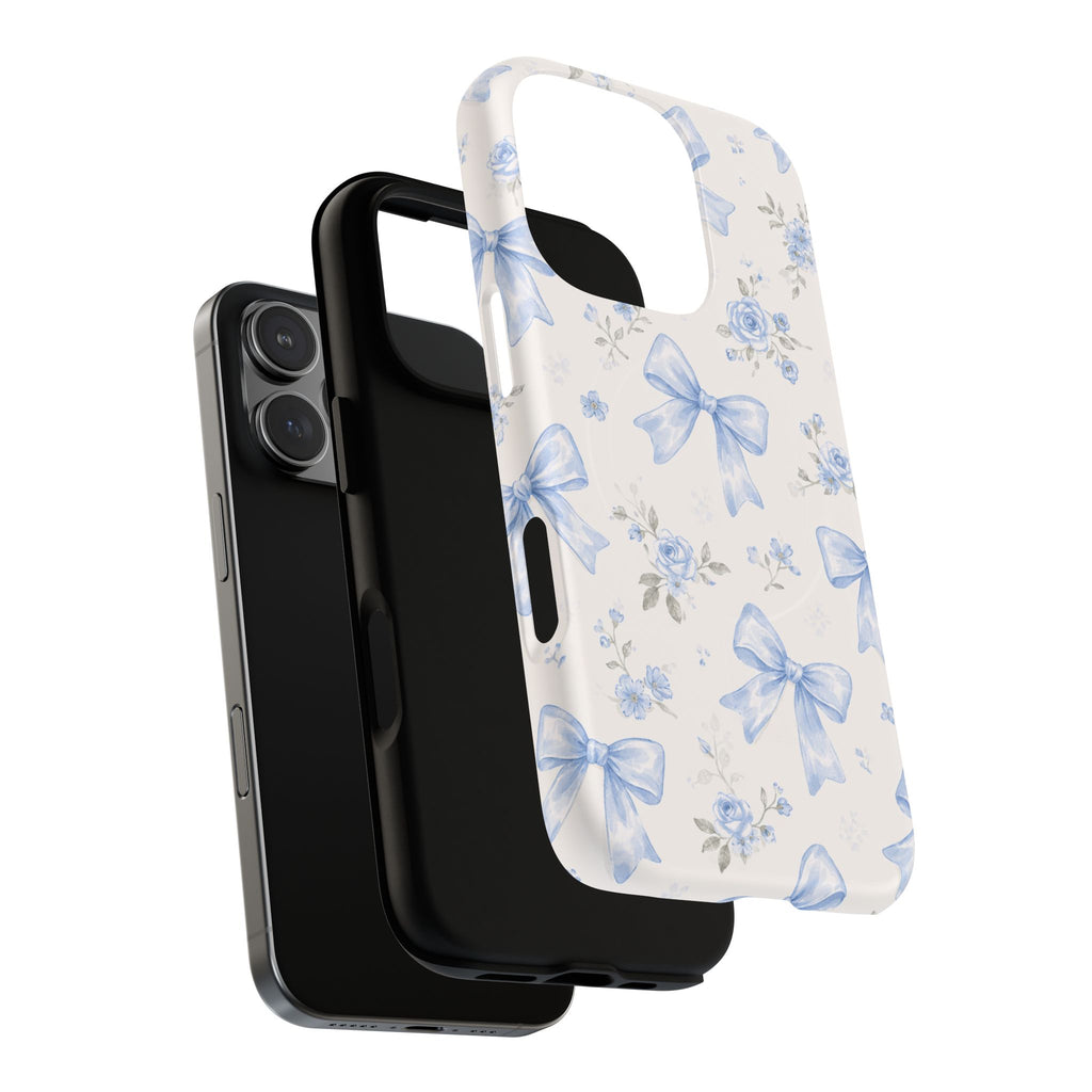 Floral Blue Bow iPhone Case – MagSafe Compatible