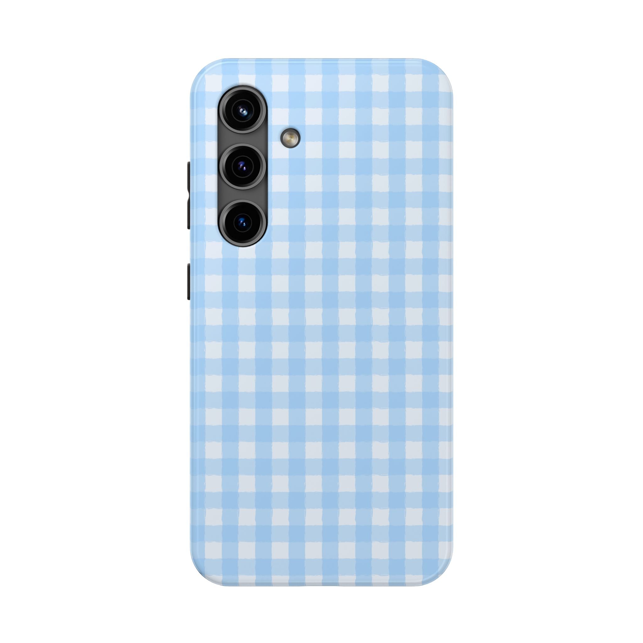 Blue Gingham Tough Samsung Case – Pastel Check Protective Phone Cover