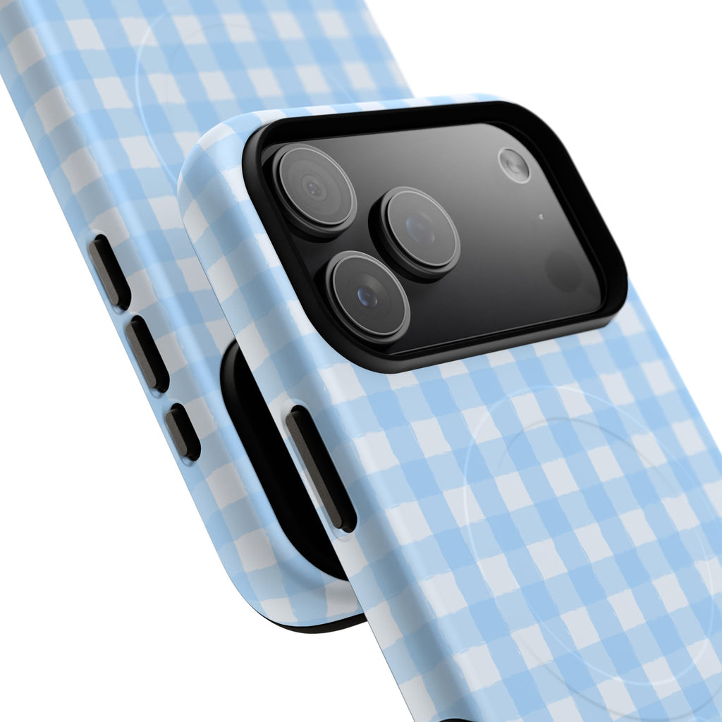 Blue Gingham iPhone Case – MagSafe Compatible