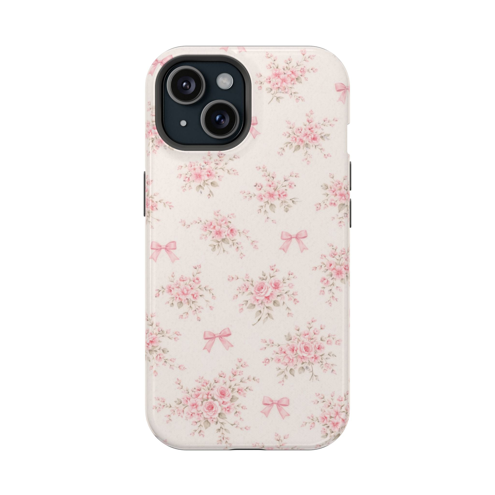 Pink Floral Bow Pattern Cases | Magnetic Impact-Resistant iPhone Case