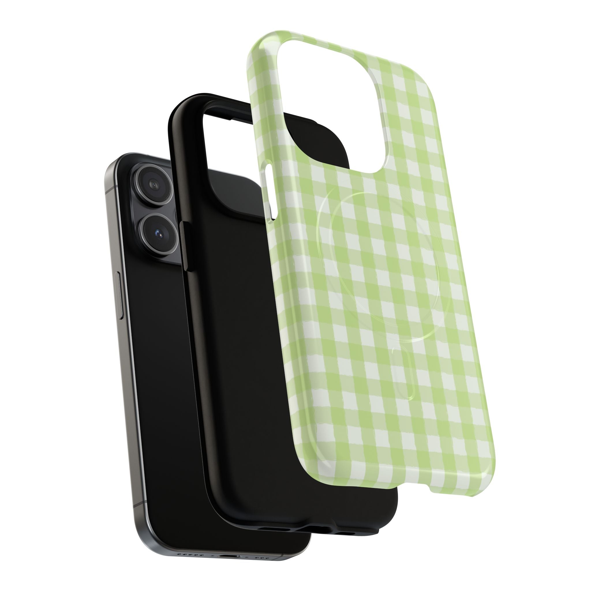 Green Gingham iPhone Case – MagSafe Compatible