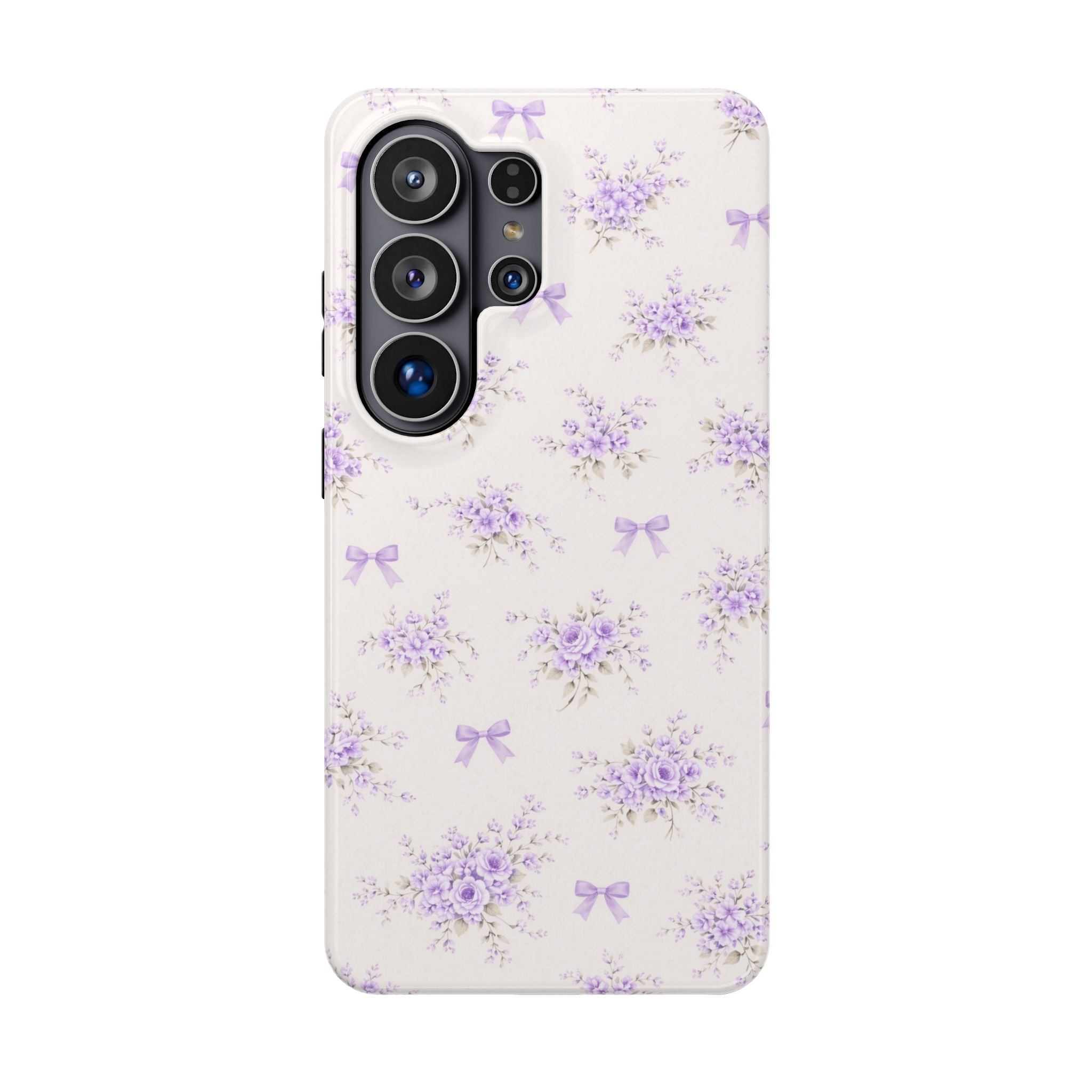Lavender Floral Bouquet Samsung Galaxy  phone case | purple bow pattern
