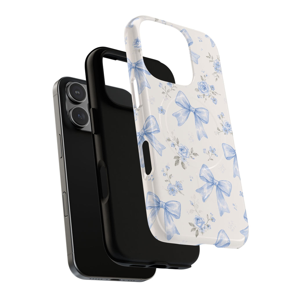Floral Blue Bow iPhone Case – MagSafe Compatible