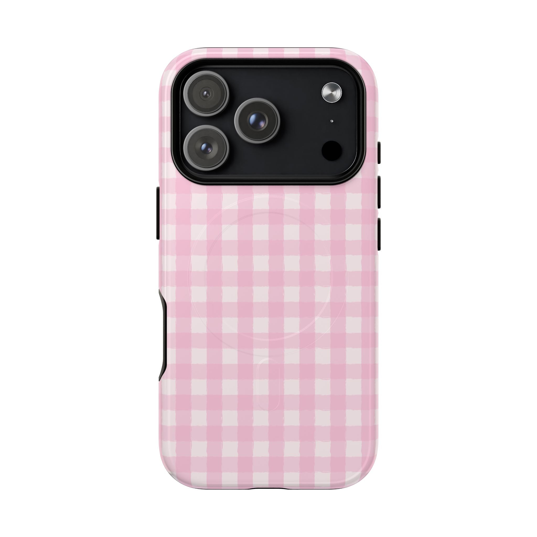 Pink Gingham iPhone Case – MagSafe Compatible