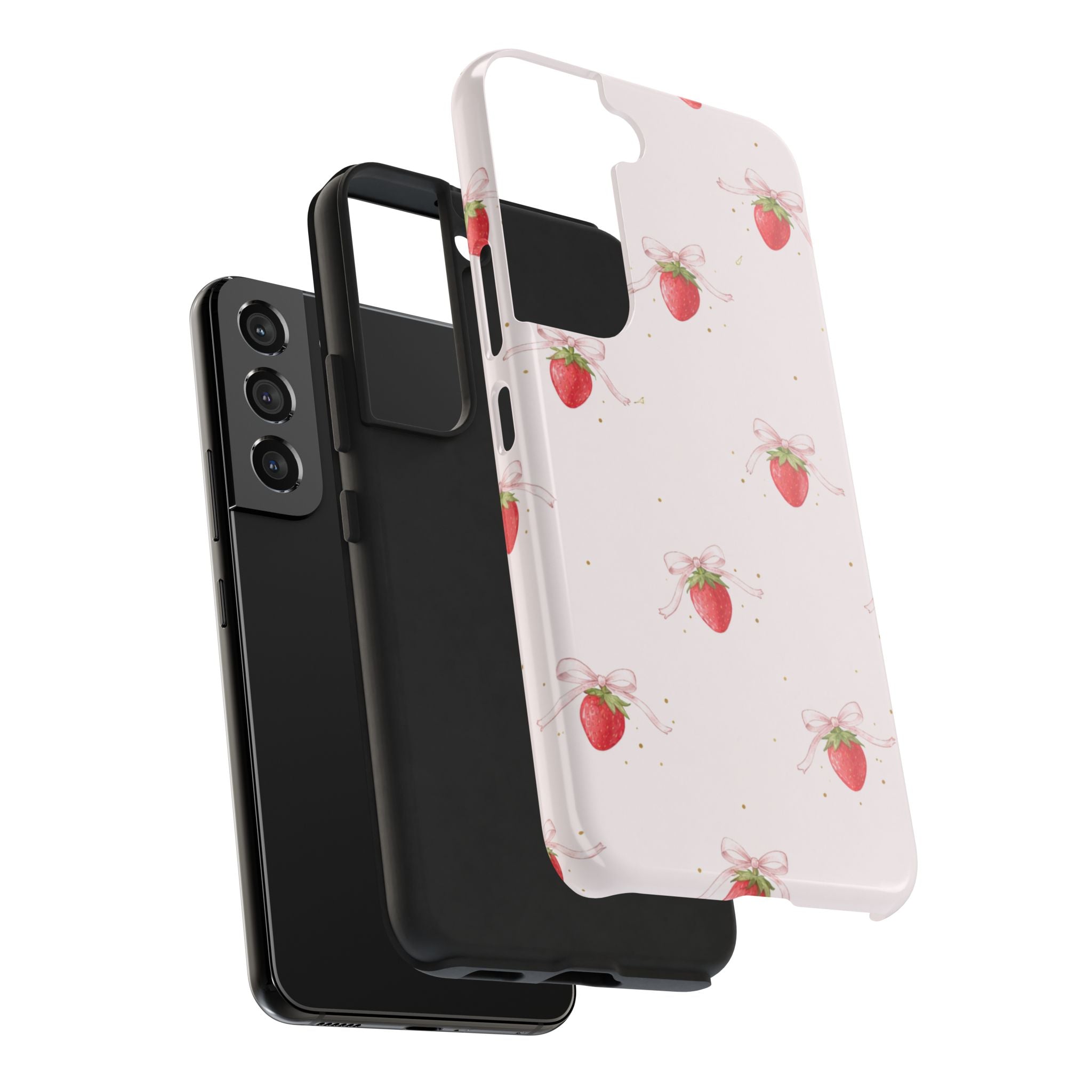 Red Strawberry Pattern Tough Phone Case, Bold Fruit Print