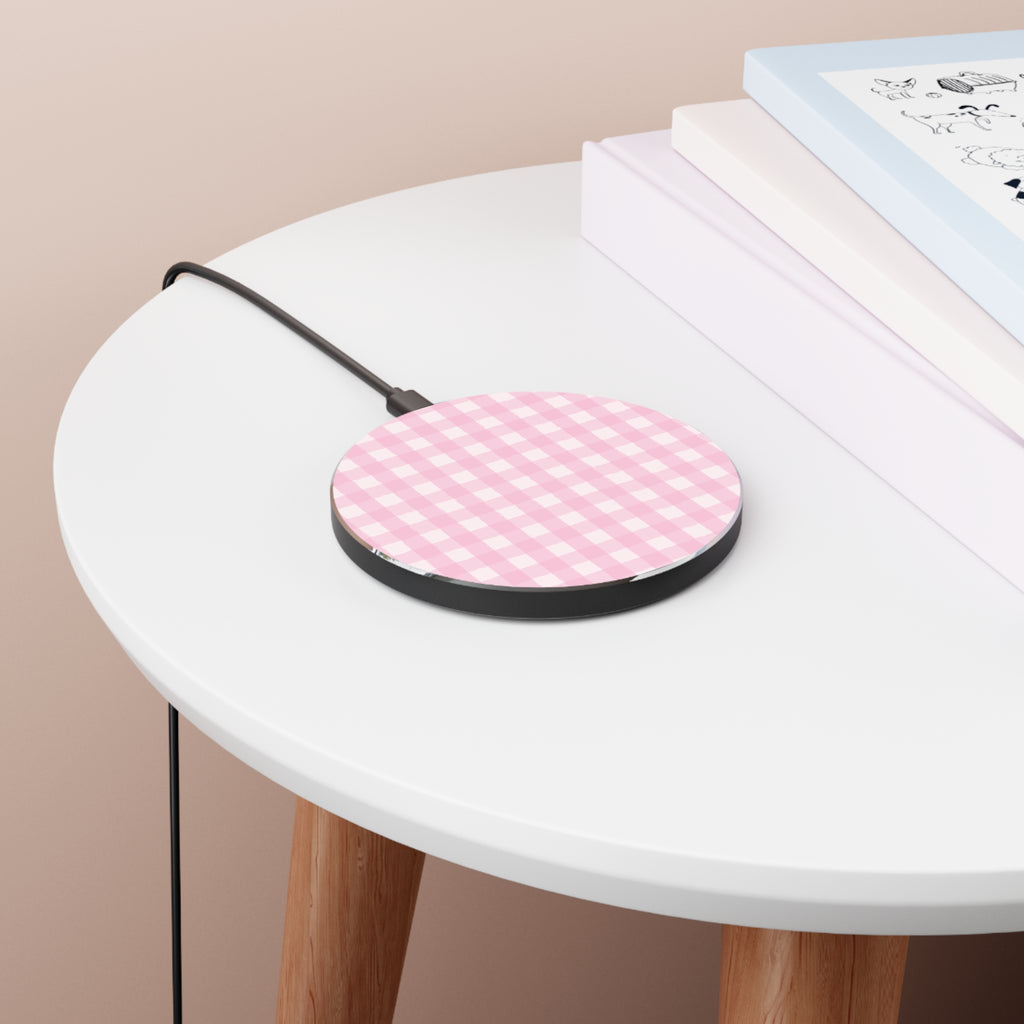 Pink Gingham Wireless Charger