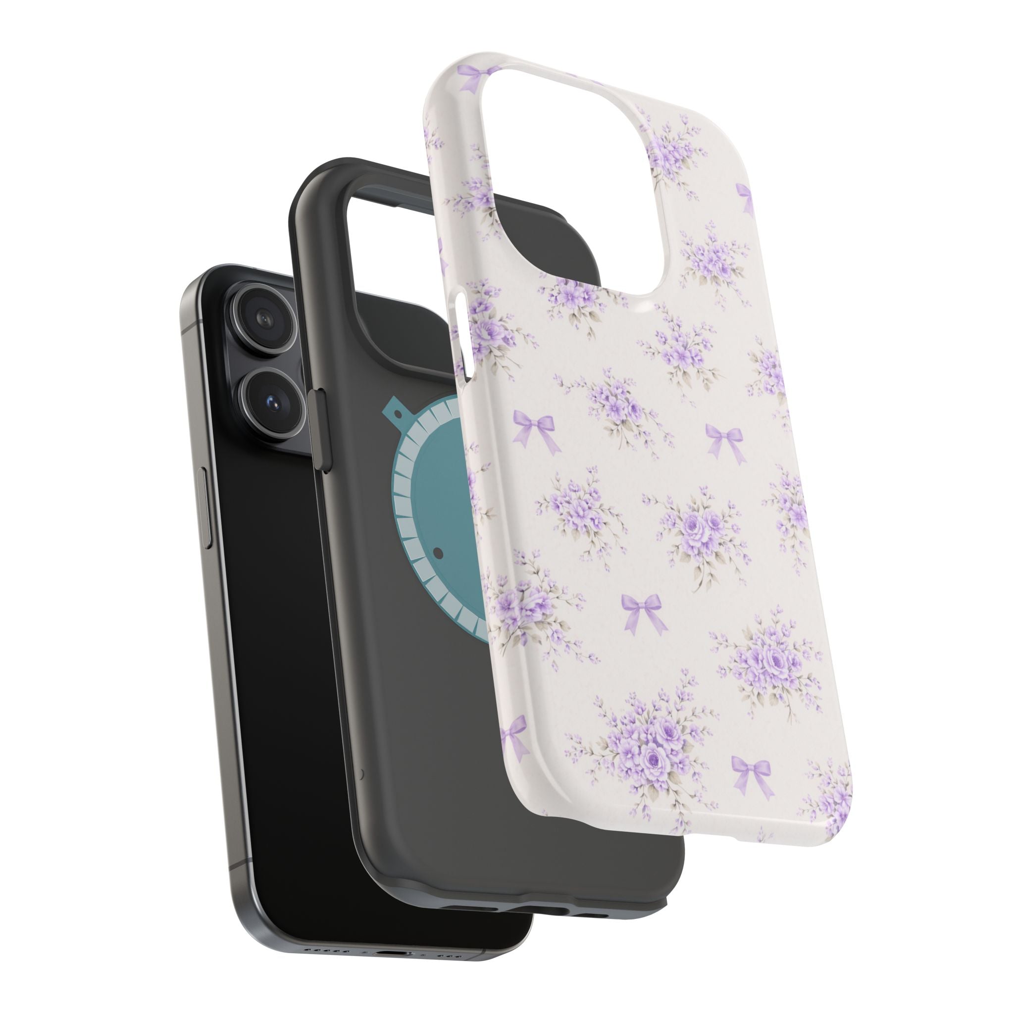 Lavender Bouquet Pattern iPhone Case | Magnetic Impact-Resistant Case