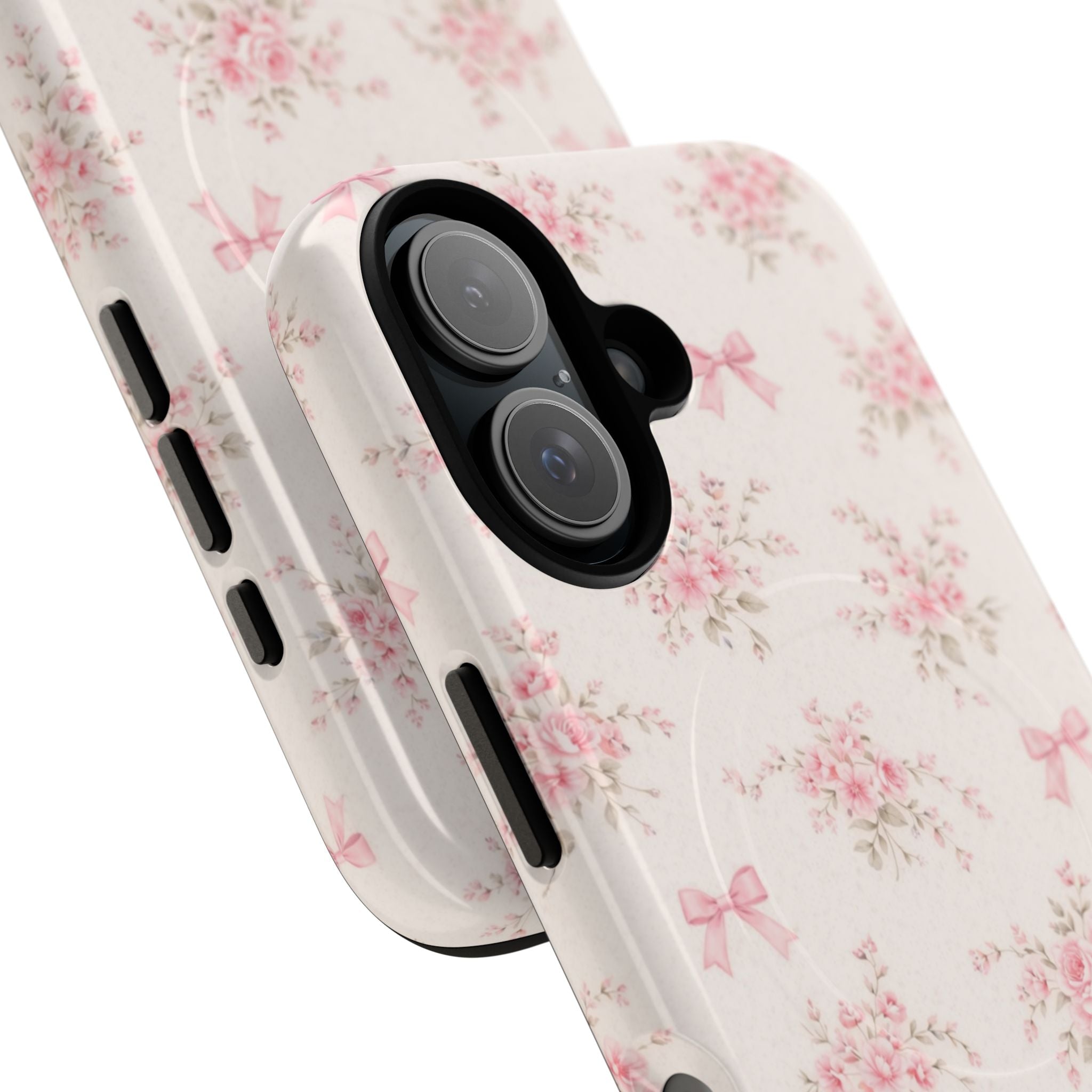 Floral Pink Bow iPhone Case – MagSafe Compatible