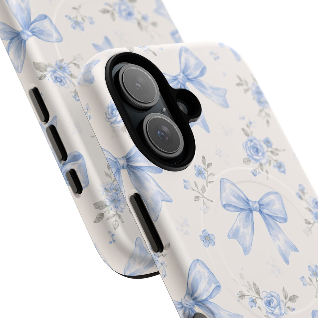 Floral Blue Bow iPhone Case – MagSafe Compatible