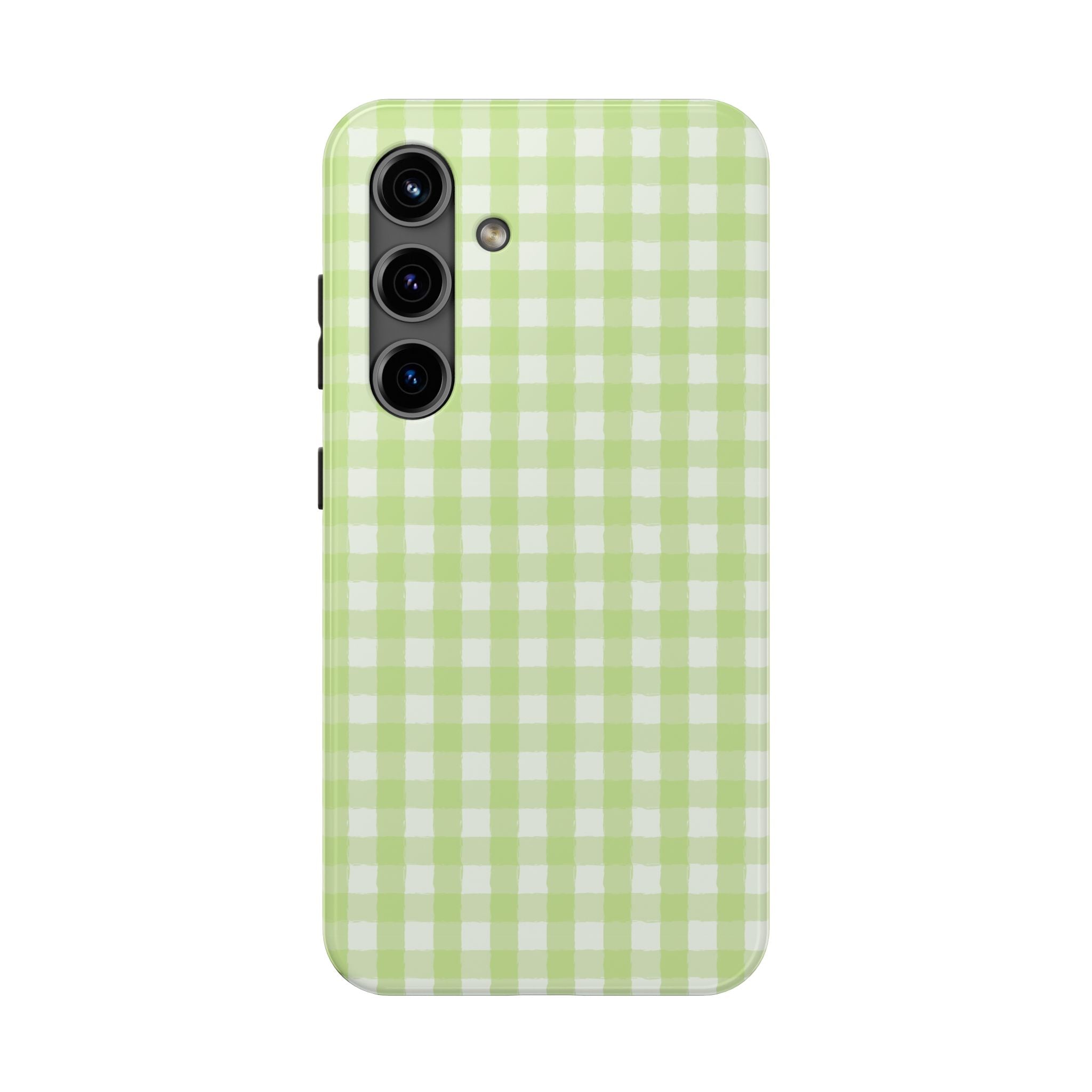 Green Gingham Tough Samsung Case – Pastel Plaid Protective Cover