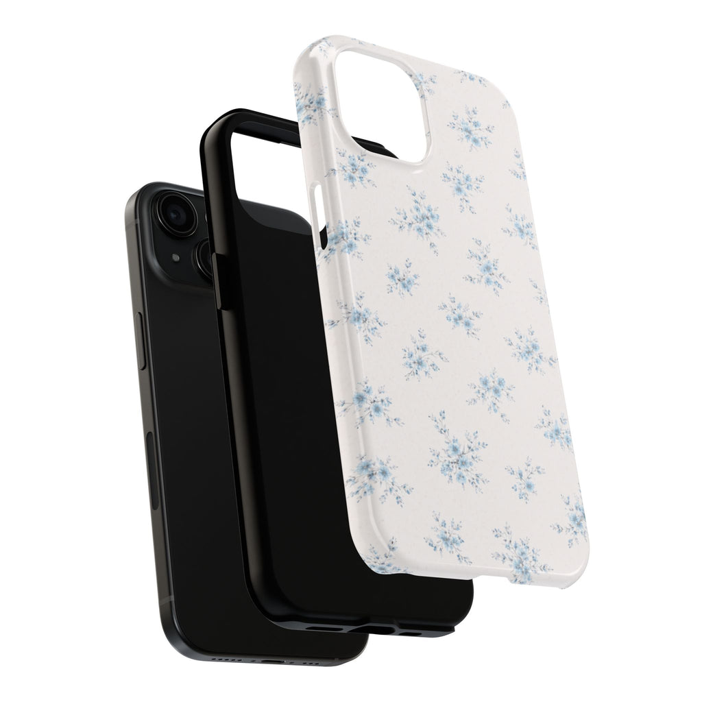 Blue Floral Sprig iPhone Case, Tough Botanical Print