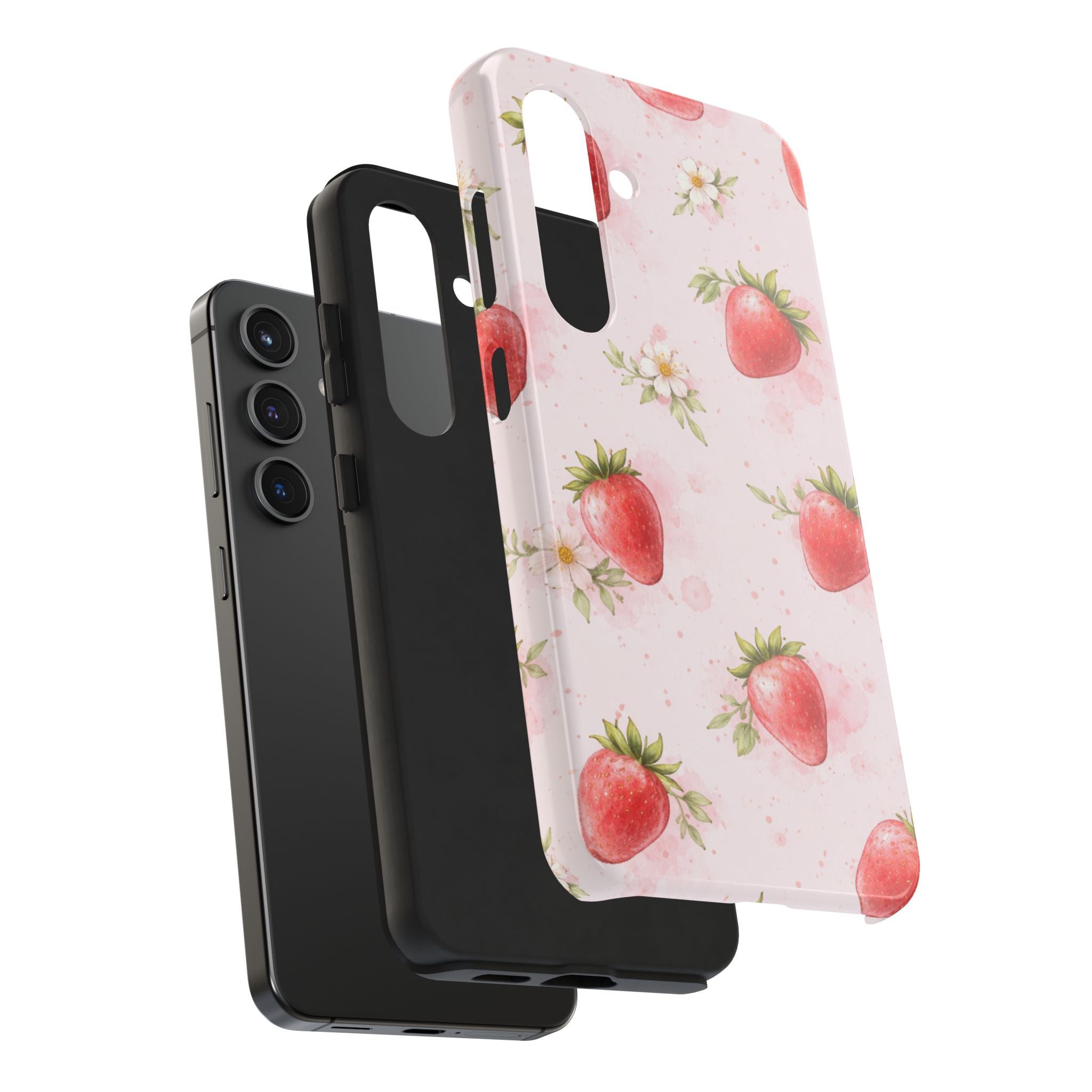 Watercolor Strawberry Tough Phone Case, Sweet Fruit Design