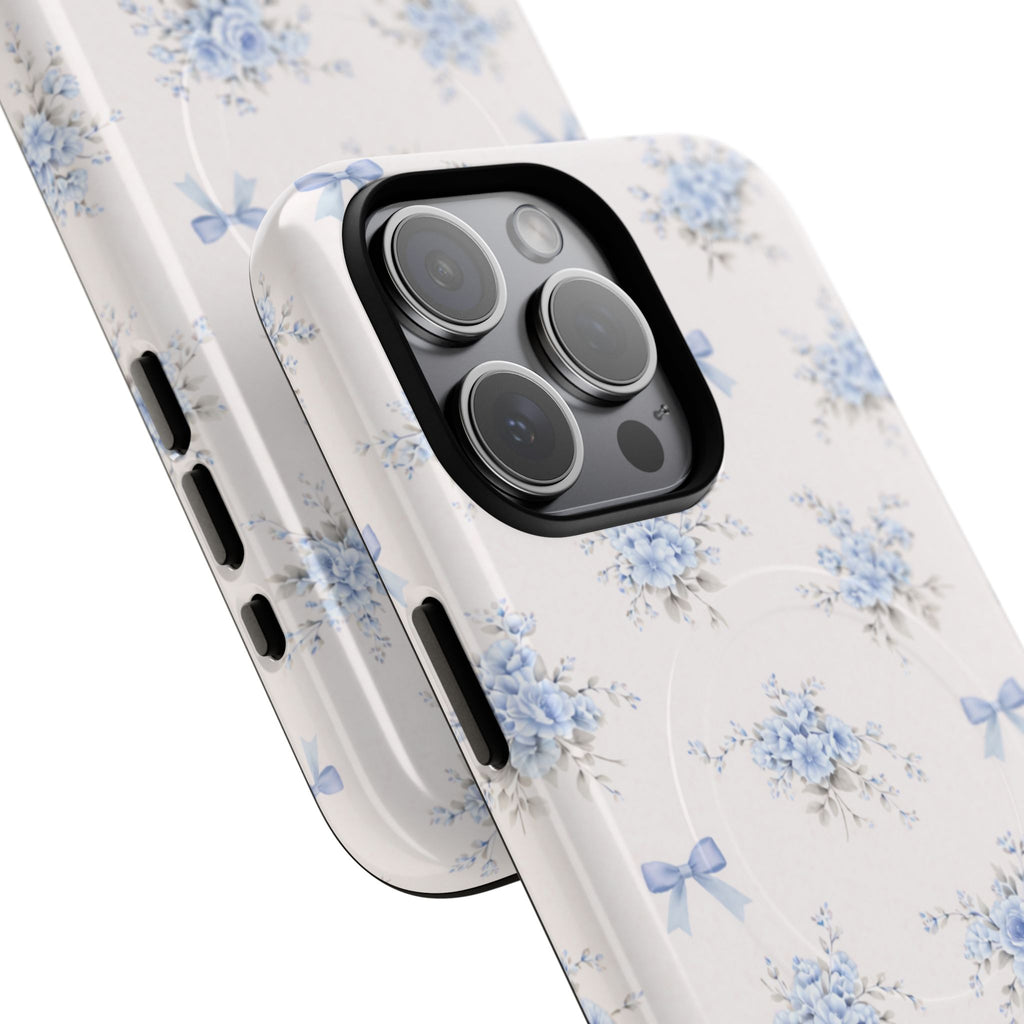 Blue Floral Bow iPhone Case – MagSafe Compatible