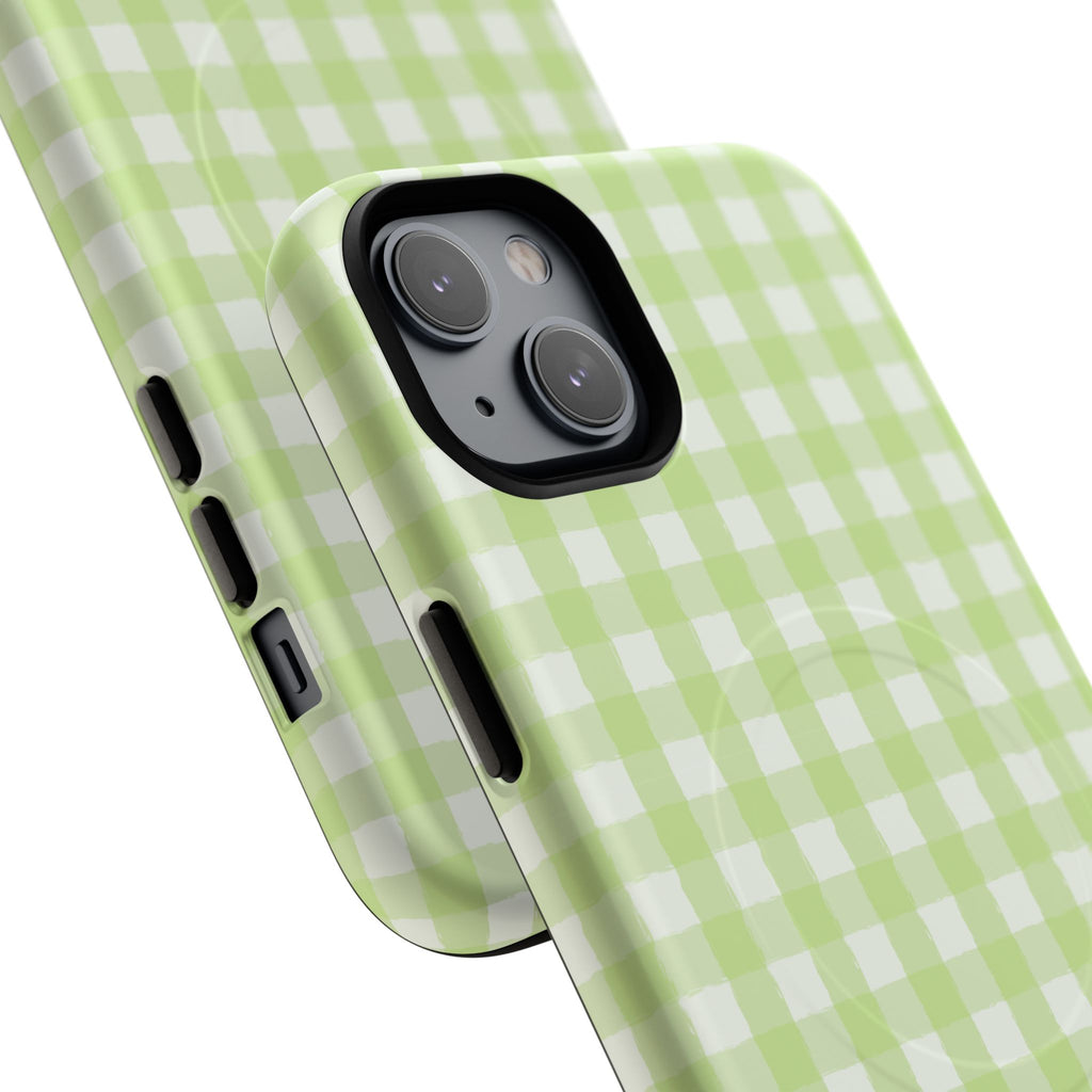 Green Gingham iPhone Case – MagSafe Compatible