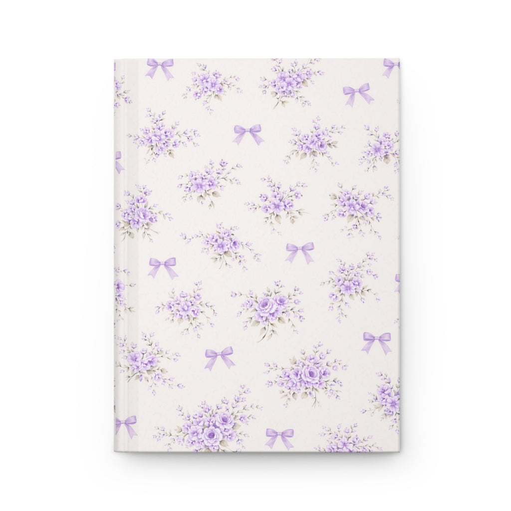 Lavender Floral Pattern Hardcover Journal | Purple Bouquet Bows Notebook