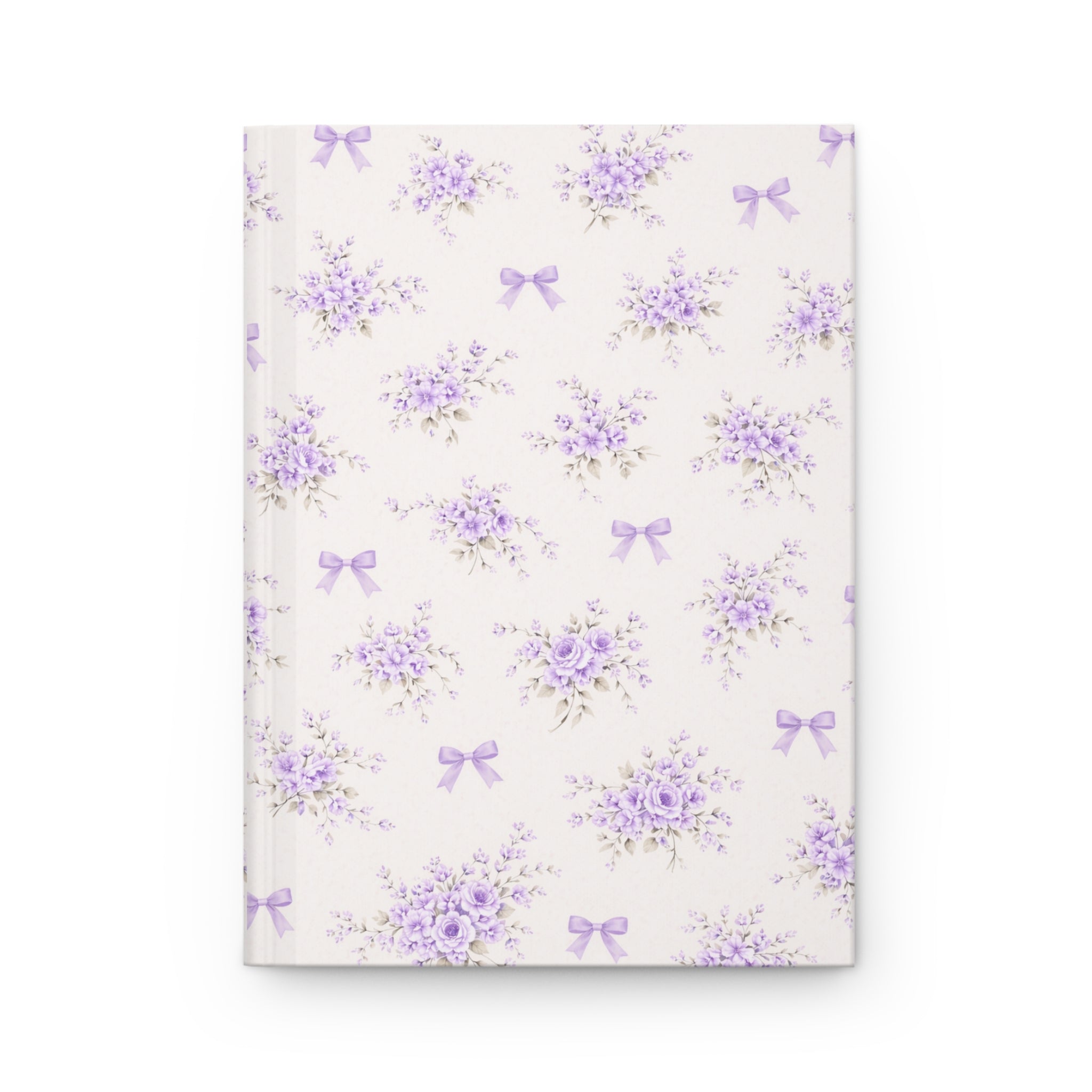 Lavender Floral Pattern Hardcover Journal | Purple Bouquet Bows Notebook