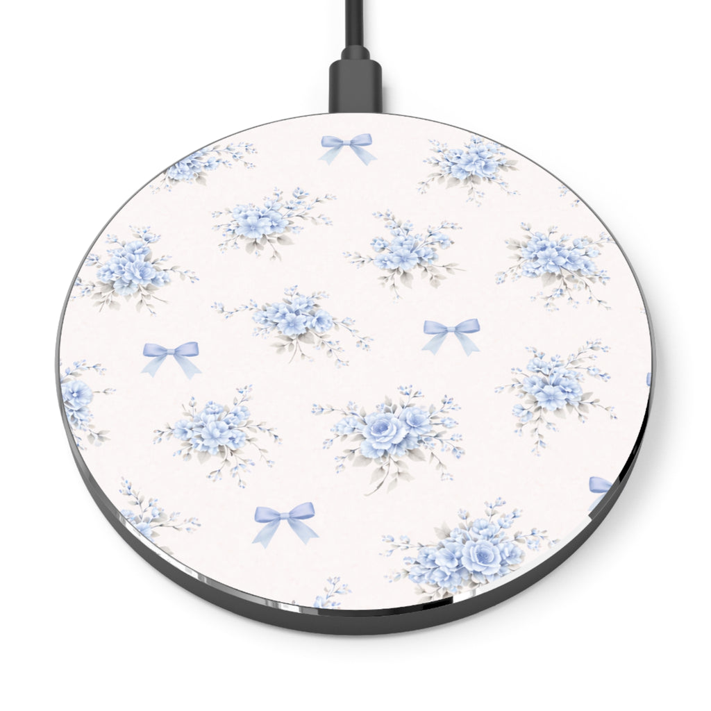 Blue Vintage Floral Wireless Charger