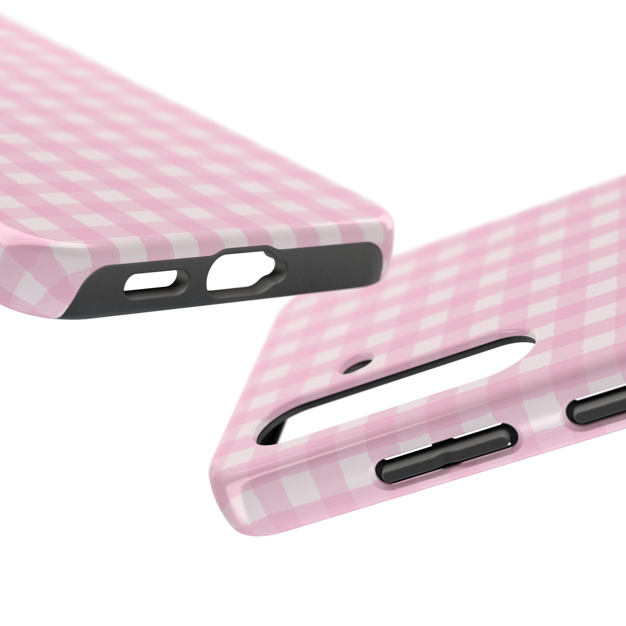 Pink Gingham Tough Samsung Case – Protective Check Pattern Cover for Women & Teens