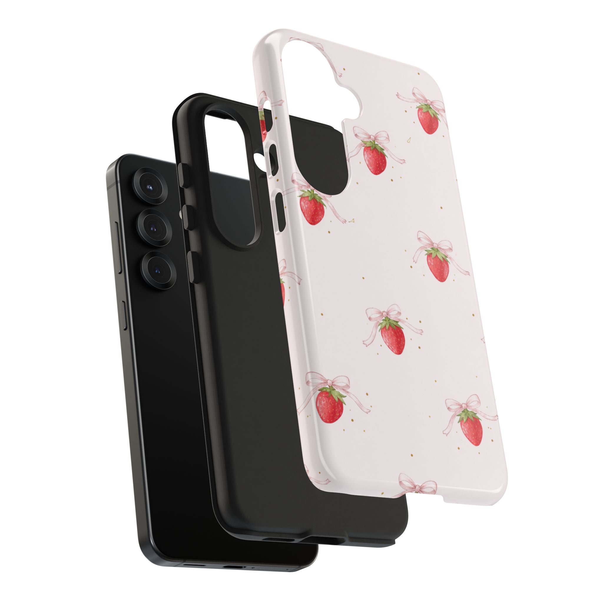 Red Strawberry Pattern Tough Phone Case, Bold Fruit Print