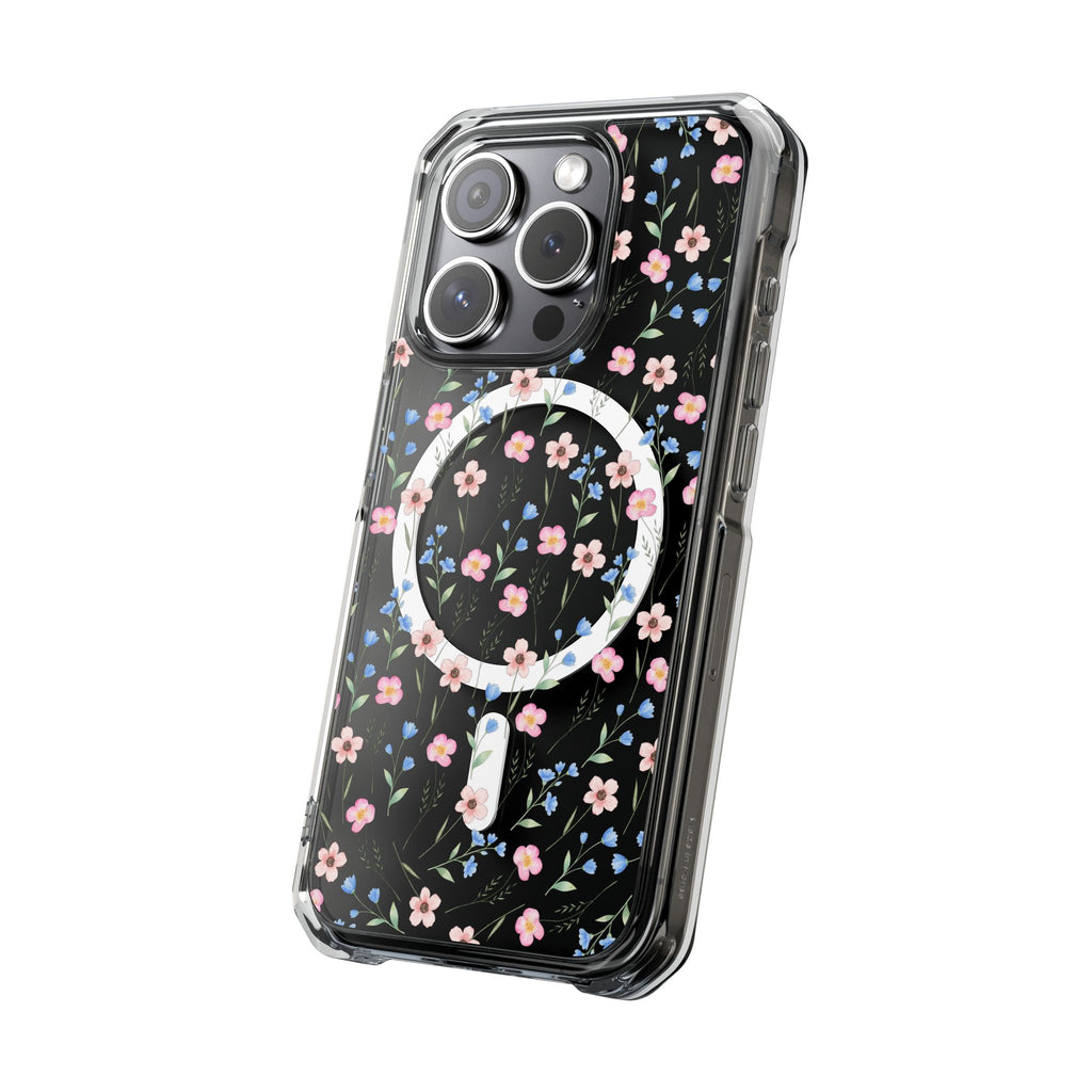 MagSafe Clear Phone Case — Pink Floral Pattern
