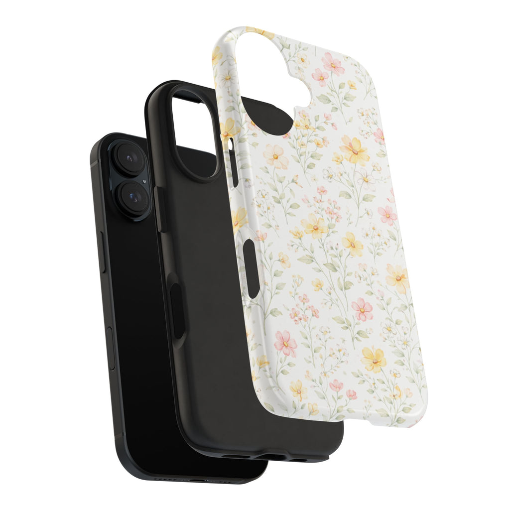 Delicate Pastel Wildflowers Tough Phone Case, Floral Botanical Pattern