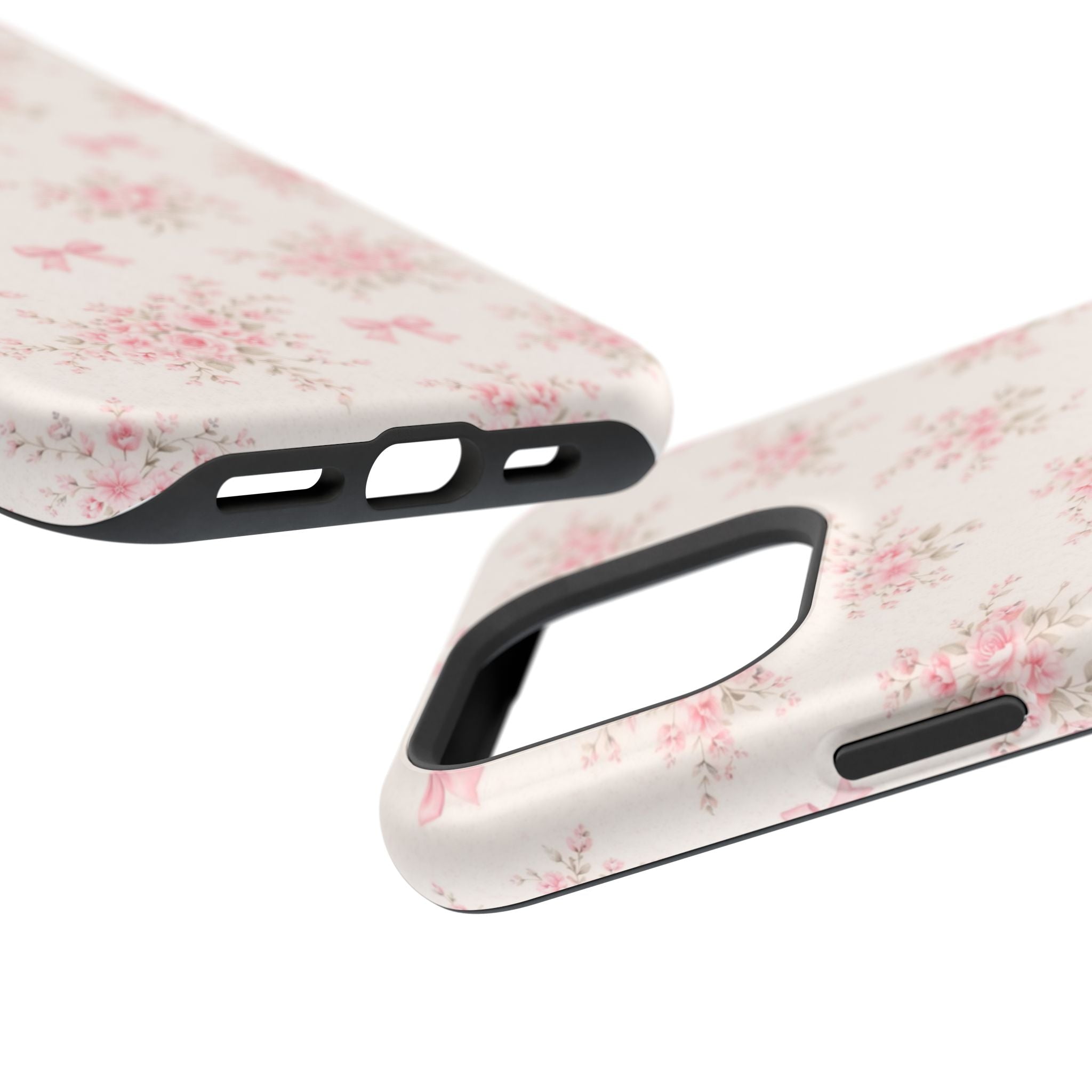 Pink Floral Bow Pattern Cases | Magnetic Impact-Resistant iPhone Case