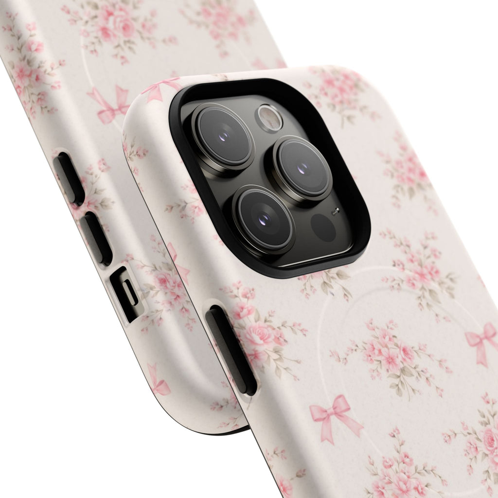 Floral Pink Bow iPhone Case – MagSafe Compatible