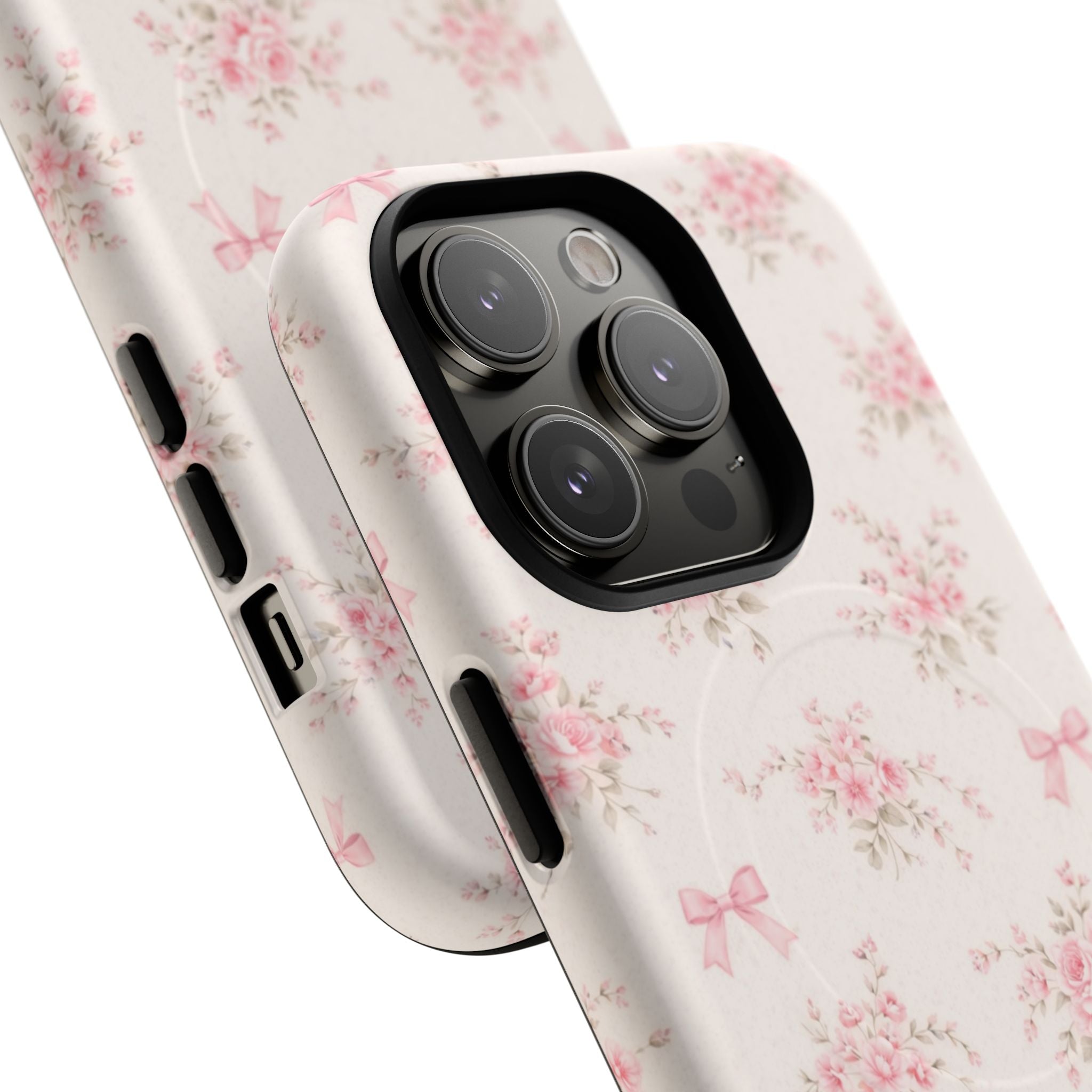 Floral Pink Bow iPhone Case – MagSafe Compatible