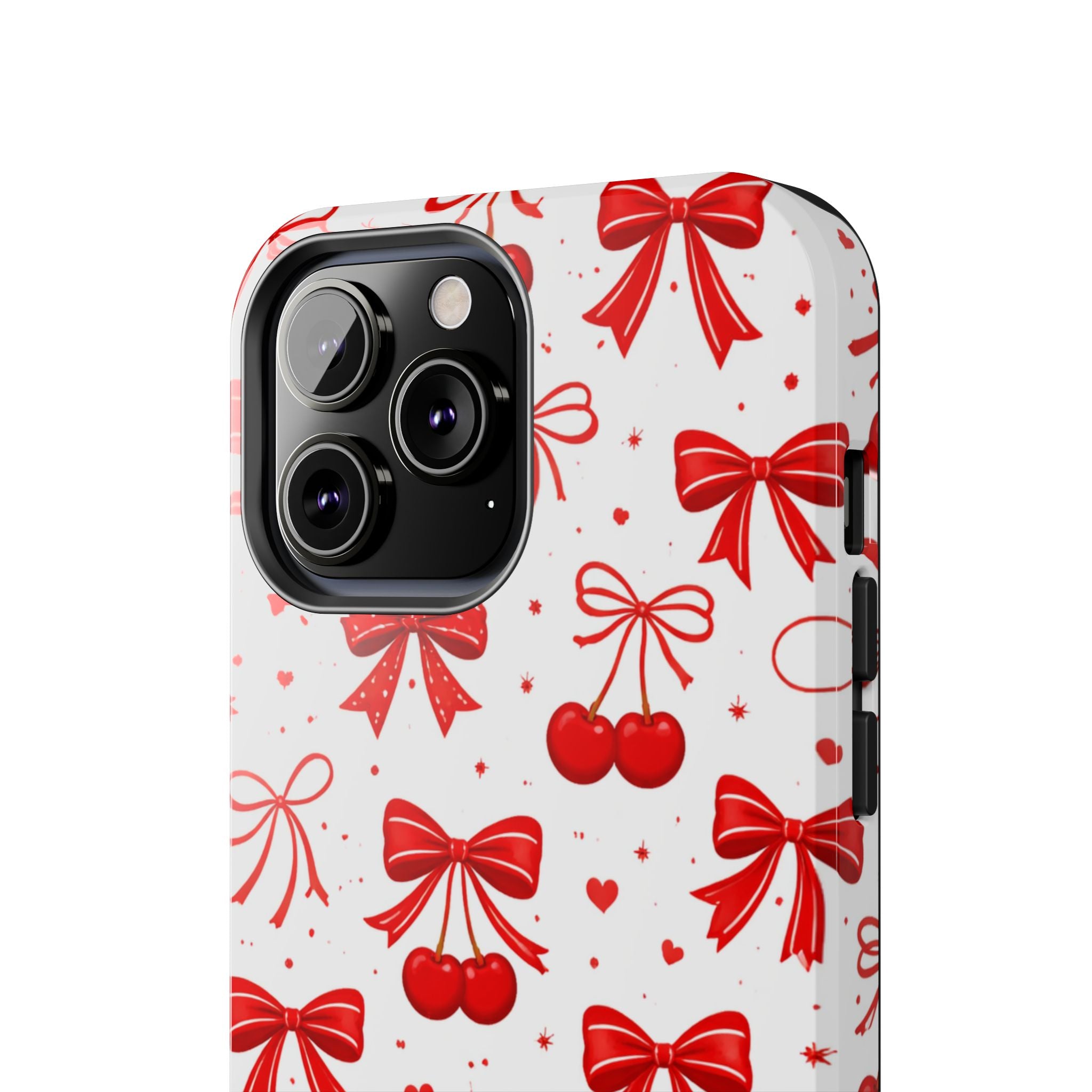 Red Cherry Bows Tough Phone Case, Cherry Pattern Phone Case