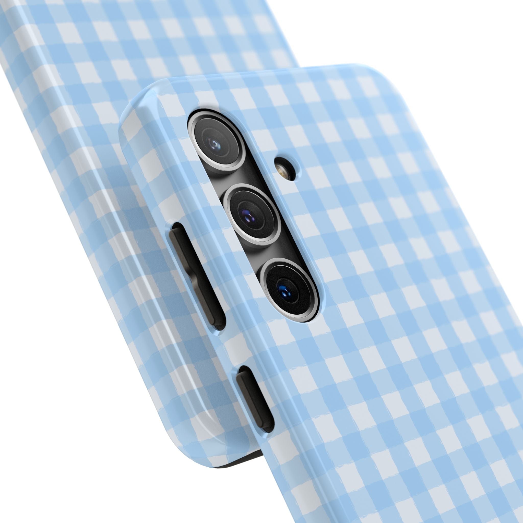 Blue Gingham Tough Samsung Case – Pastel Check Protective Phone Cover