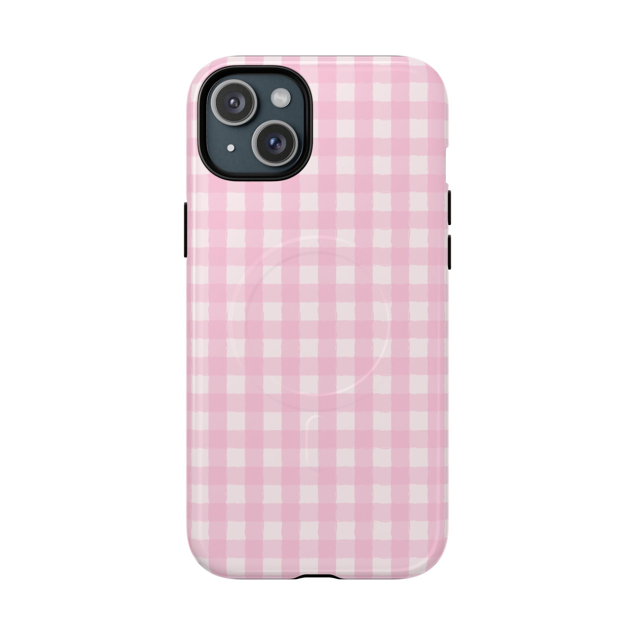Pink Gingham iPhone Case – MagSafe Compatible