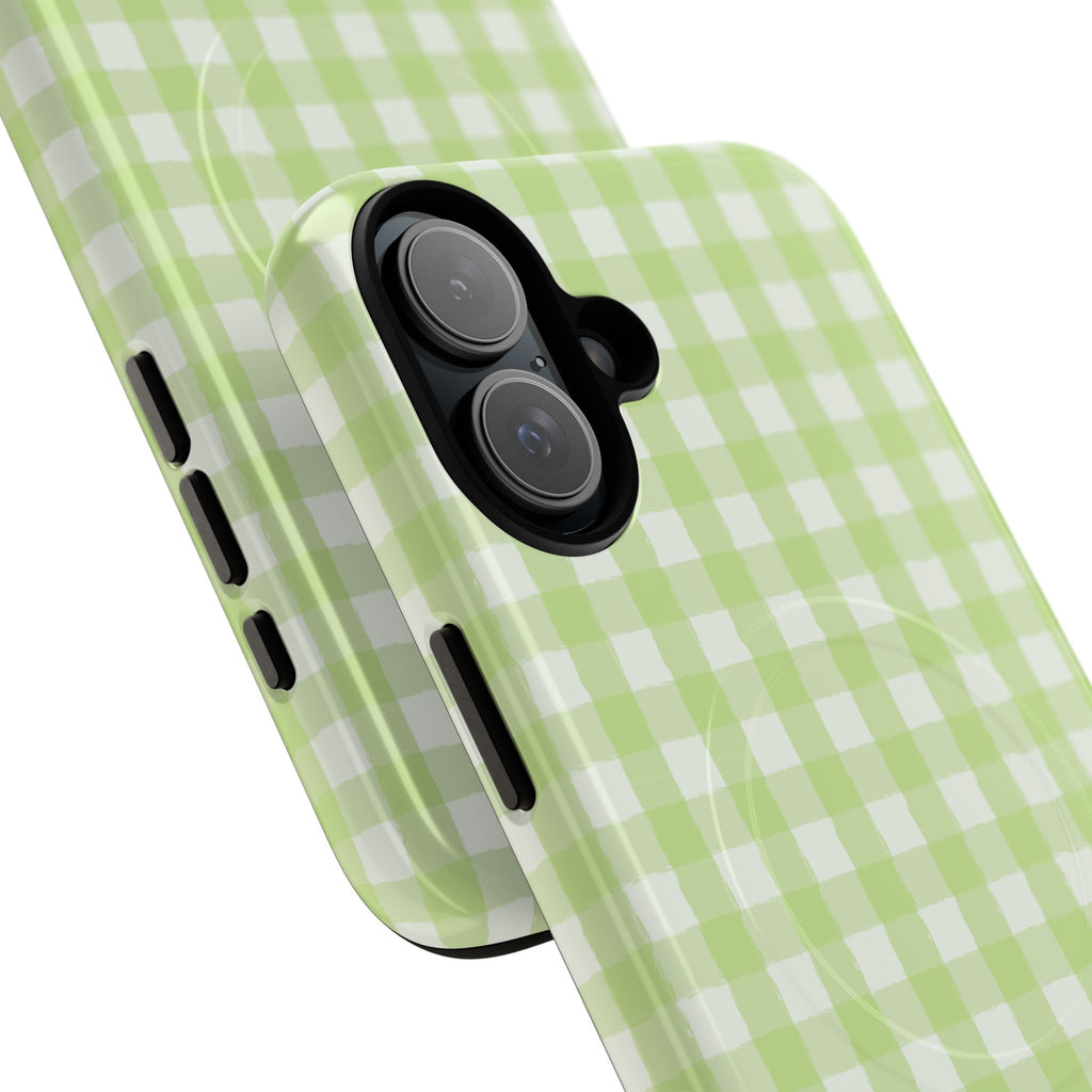Green Gingham iPhone Case – MagSafe Compatible