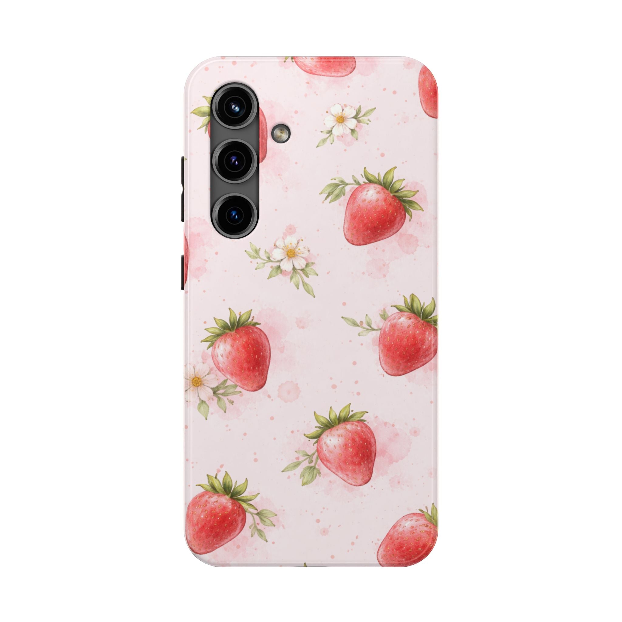 Watercolor Strawberry Tough Phone Case, Sweet Fruit Design