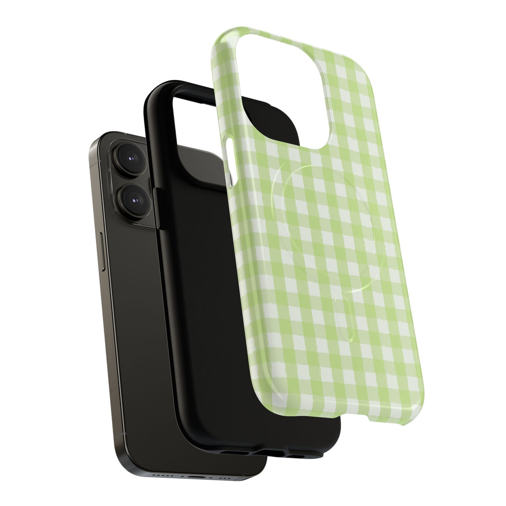 Green Gingham iPhone Case – MagSafe Compatible