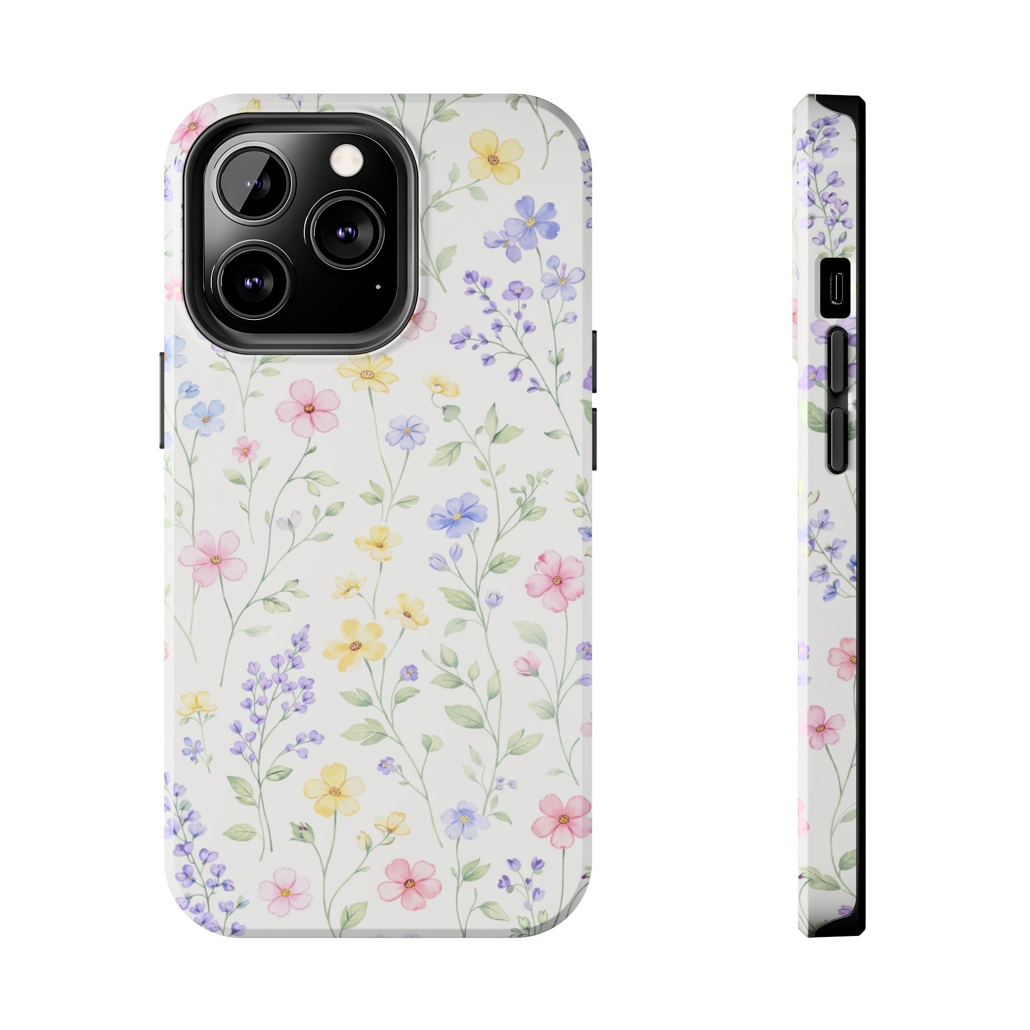Watercolor Wildflowers Tough iPhone Case | Pastel Floral iPhone Case