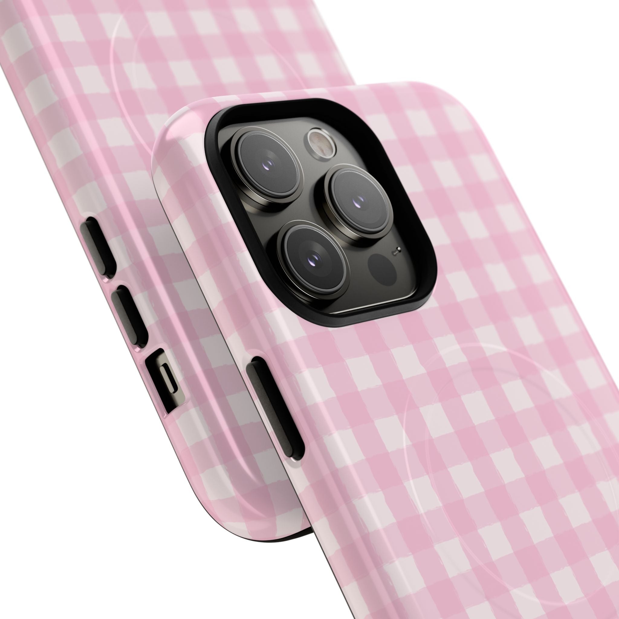 Pink Gingham iPhone Case – MagSafe Compatible
