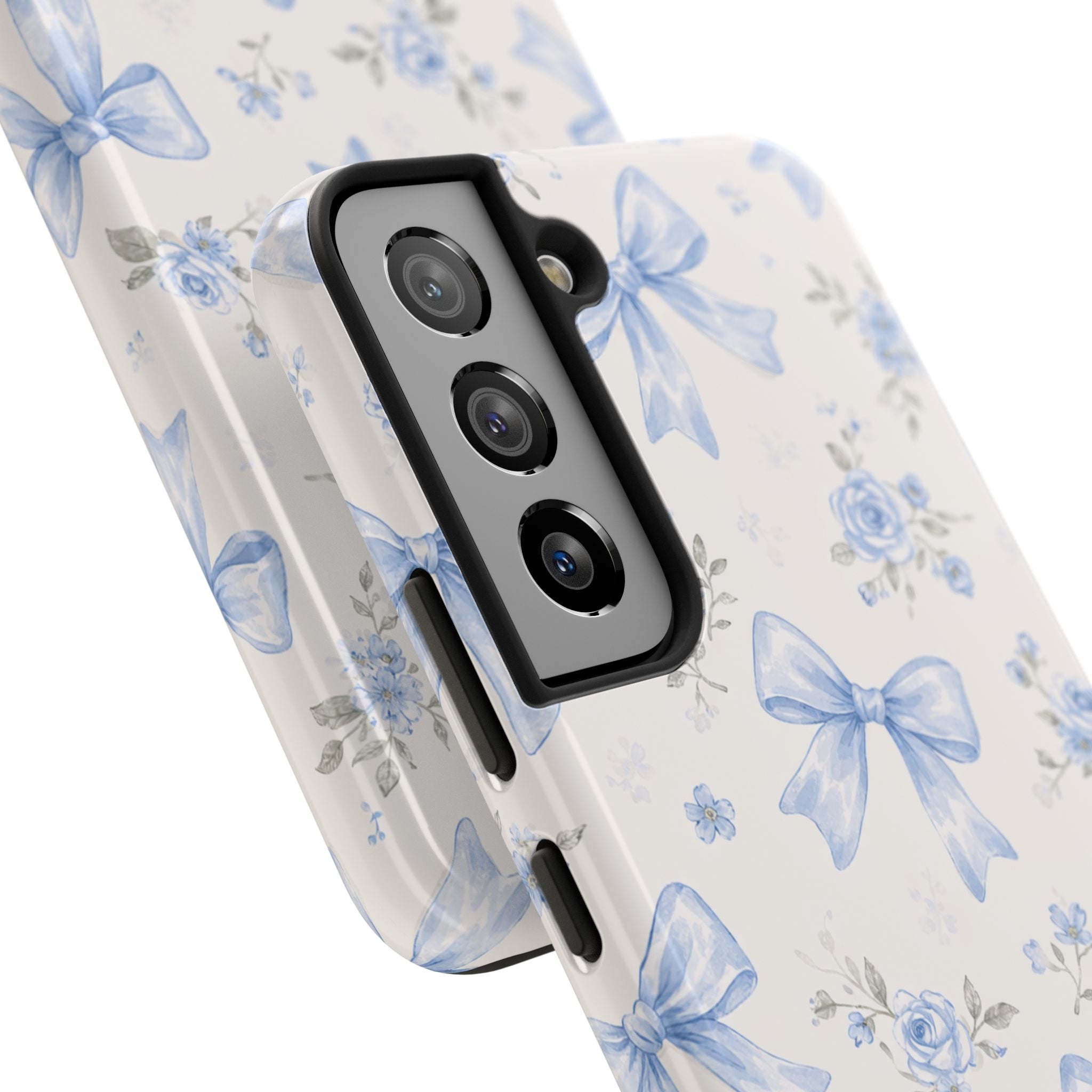 Blue Watercolor Bows Floral Pattern iPhone Case, Magnetic Impact-Resistant