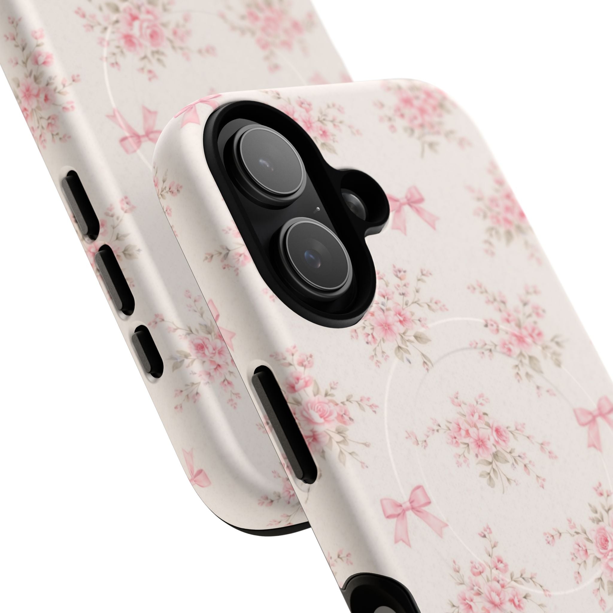 Floral Pink Bow iPhone Case – MagSafe Compatible