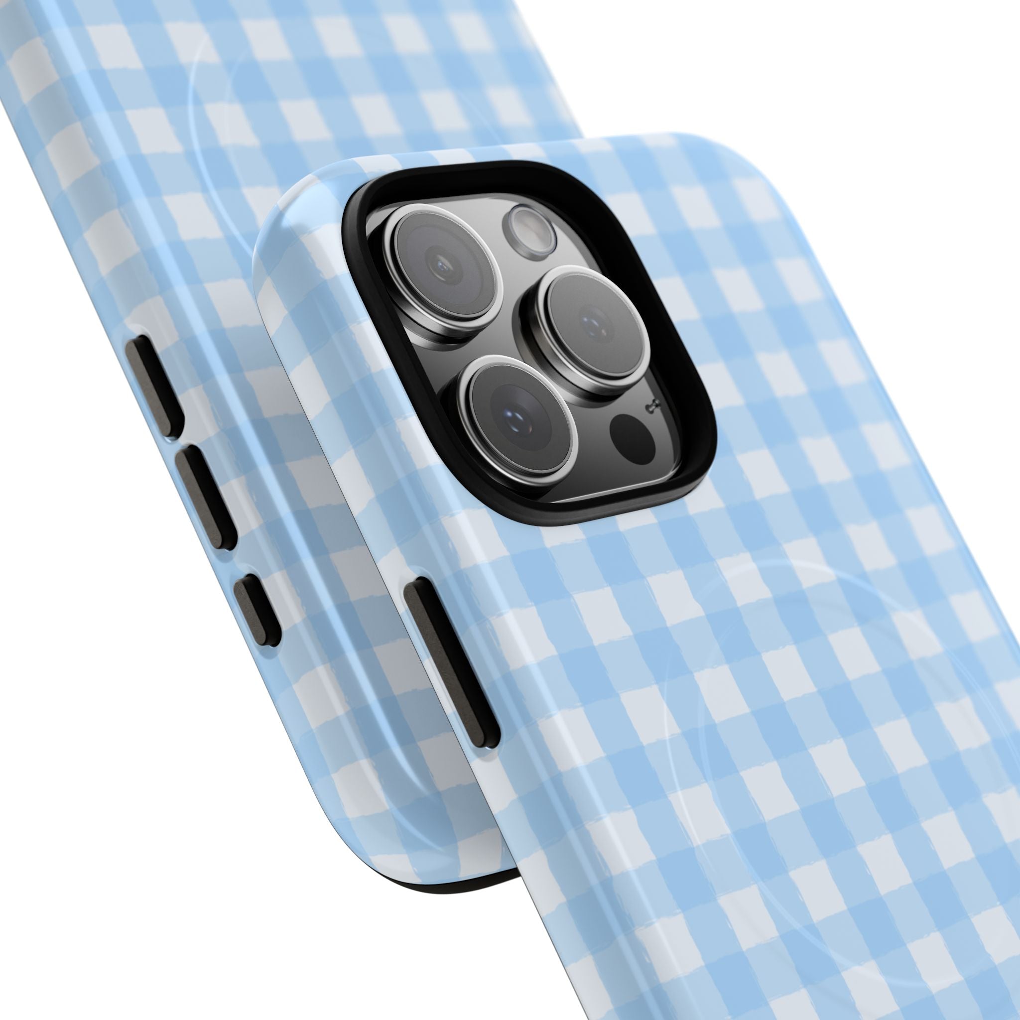 Blue Gingham iPhone Case – MagSafe Compatible