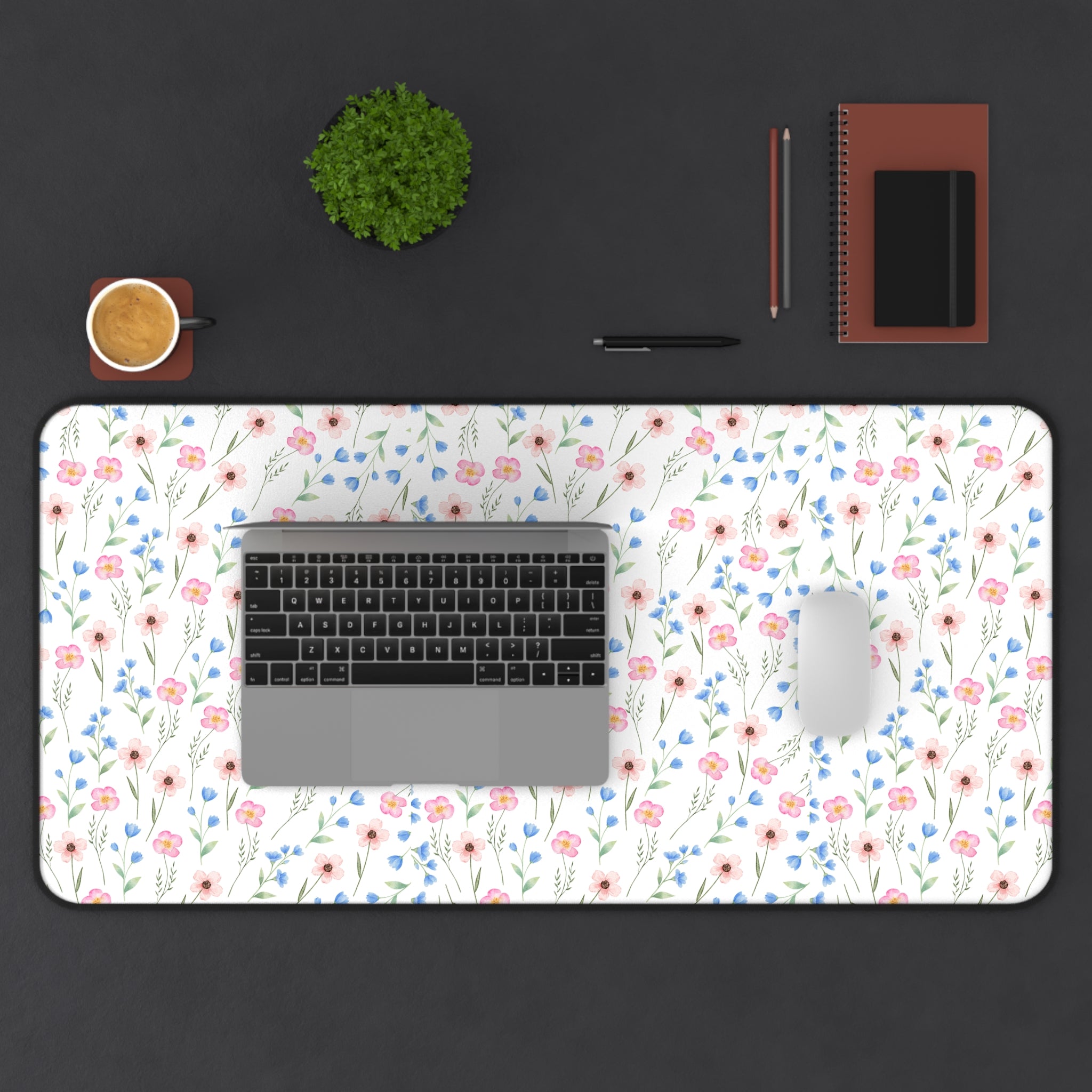 Floral Wildflower Desk Mat – Pastel Meadow Mousepad for Home Office & Study