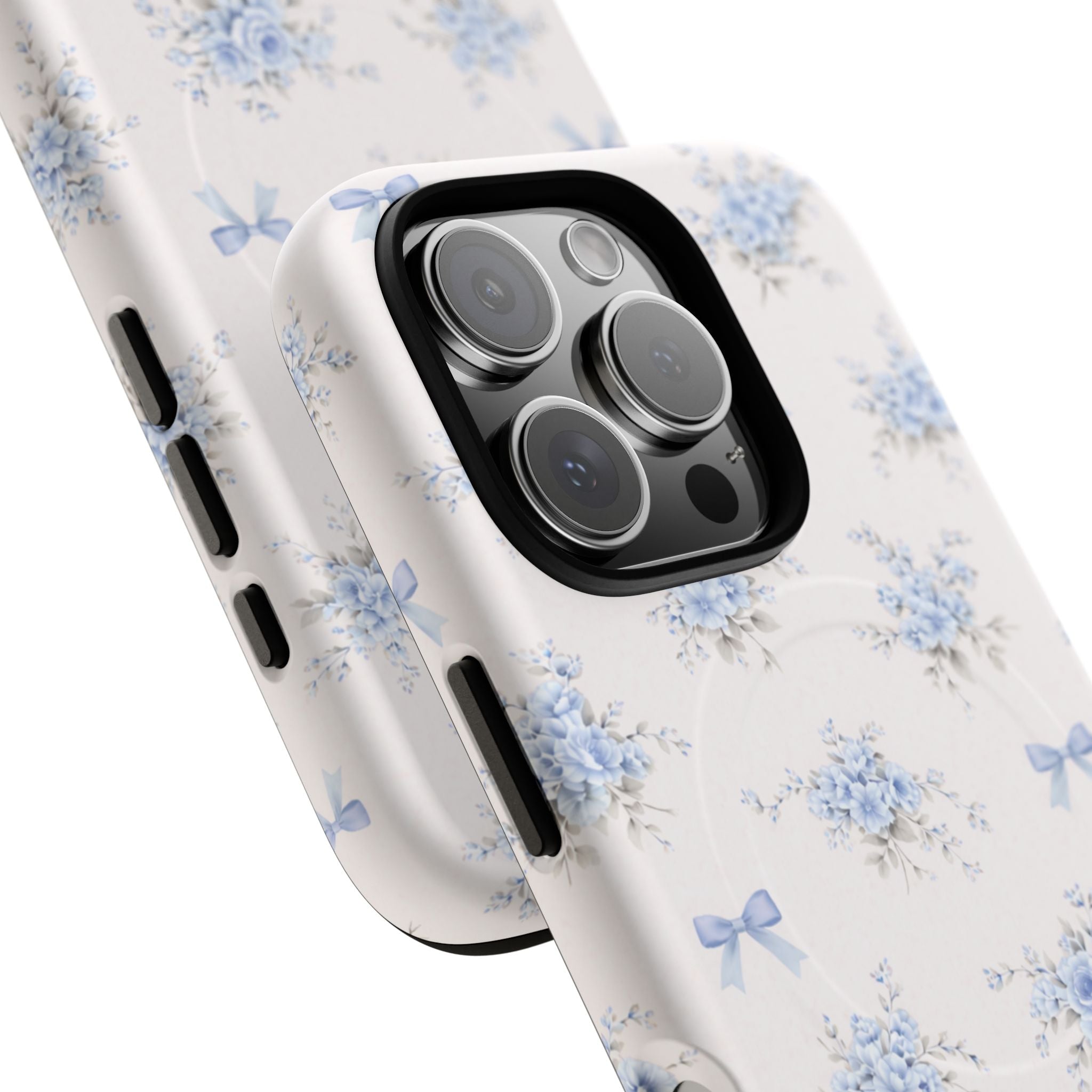 Blue Floral Bow iPhone Case – MagSafe Compatible